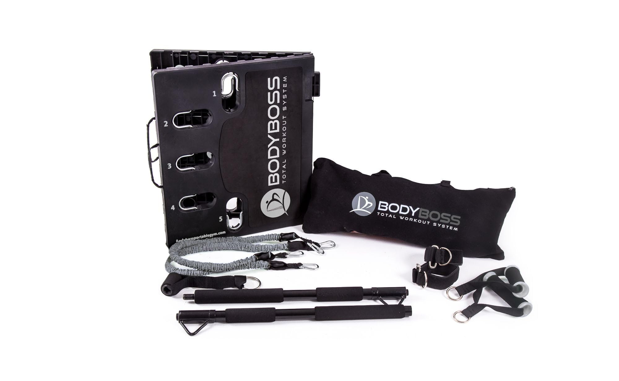 Portable Home Gym 2.0 - Complete Full Body Workout Equipment Set for Strength Training - Grey - Perfect for Small Spaces & Apartment Fitness