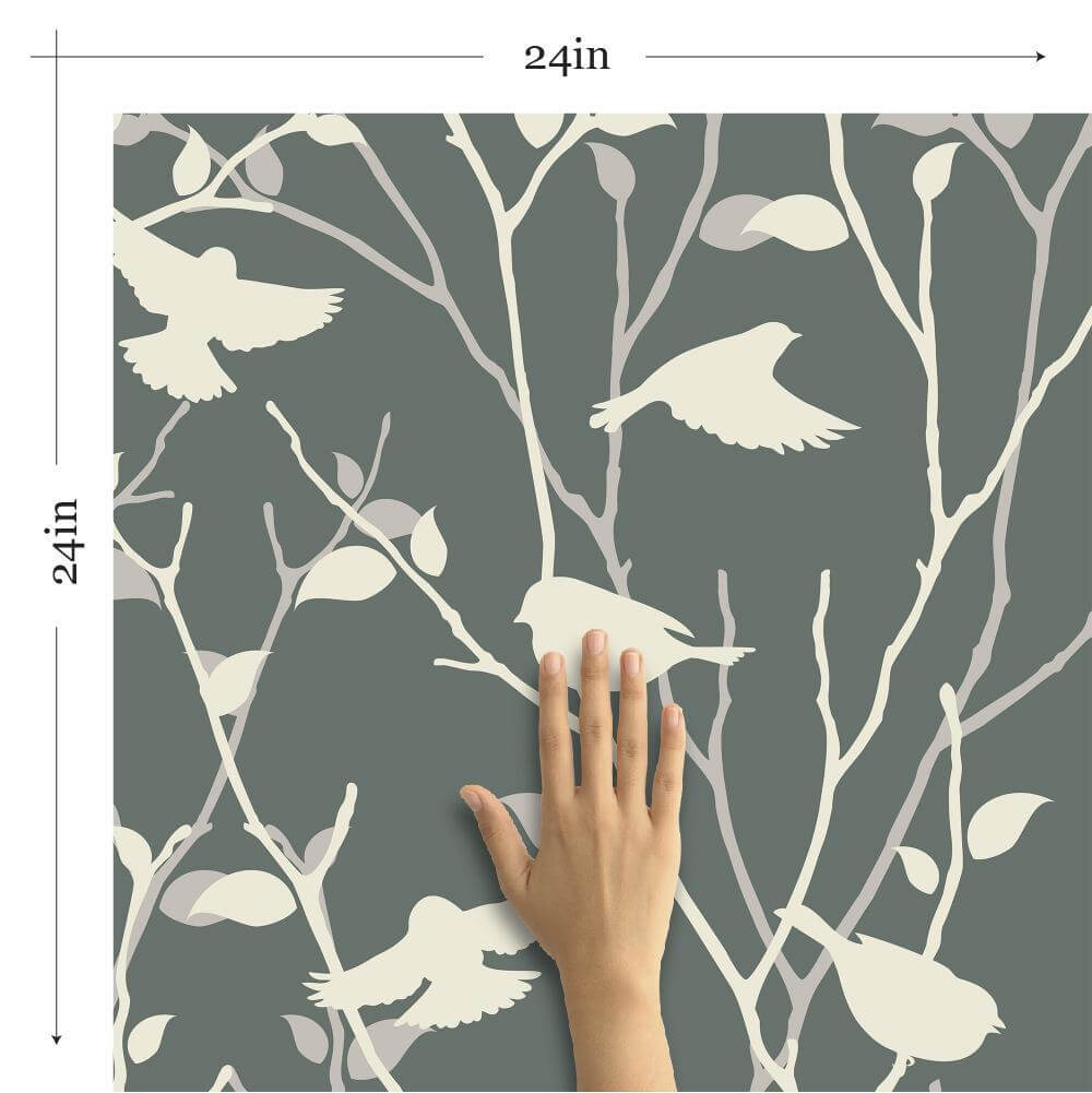 Grey Bird Animal Peel and Stick Removable Wallpaper 2066 - Self-Adhesive Decorative Wall Mural for Nursery, Bedroom, Living Room & Office Decor