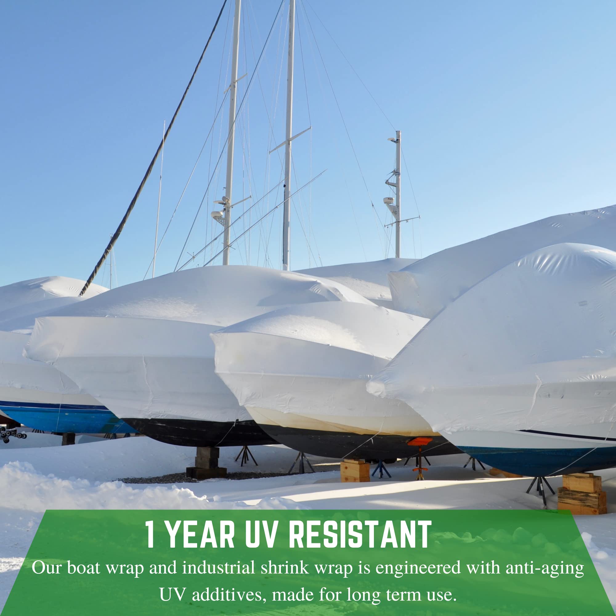 **Durable 10 mil String Reinforced Plastic Shrink Wrap – 20' x 25' Boat & Industrial Shrink Film for Storage & Protection – Heat Gun Compatible – Farm Plastic Supply**    *(Perfect for Boat Covering, Equipment Protection, and Long-Term Storage)*