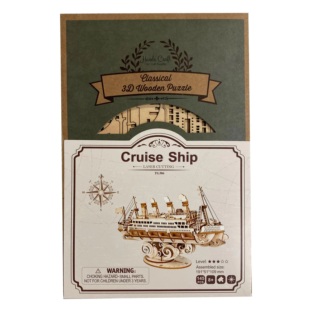 3D Wooden Puzzle Cruise Ship Model Kit - DIY Wooden Ship Building Toy for Adults & Kids - Perfect for Home Decor, Gifts, and Educational STEM Activities