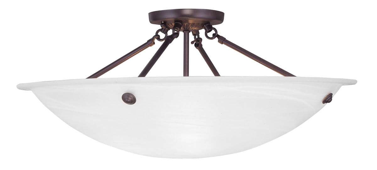 Livex Lighting 4275-07 Oasis 4-Light Bronze Ceiling Mount Fixture - Perfect for Dining Room, Bedroom or Living Room Lighting