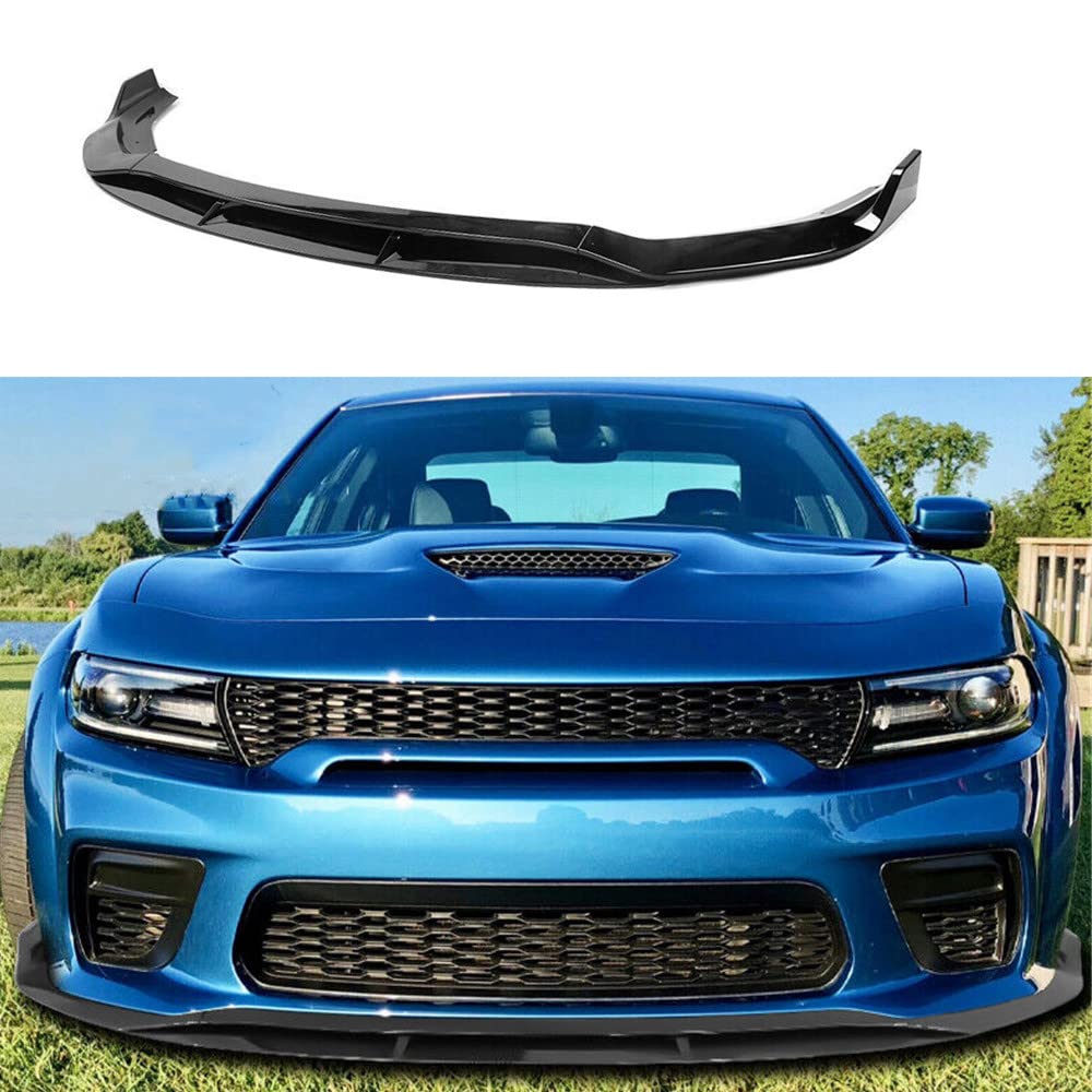 4PCS Front Bumper Lip Splitter Spoiler Kit for Dodge Charger 2020-2022 SRT Hellcat Widebody - Glossy Black - Enhances Aerodynamics & Aggressive Styling for Street Racing & Car Shows