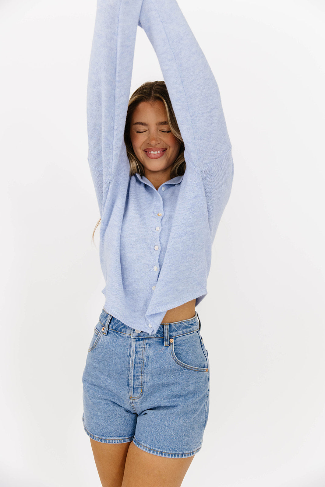 Sky Blue Piper Cardigan for Women - Soft Knit Sweater with Long Sleeves & Button Front - Perfect for Fall, Winter & Layering Outfits