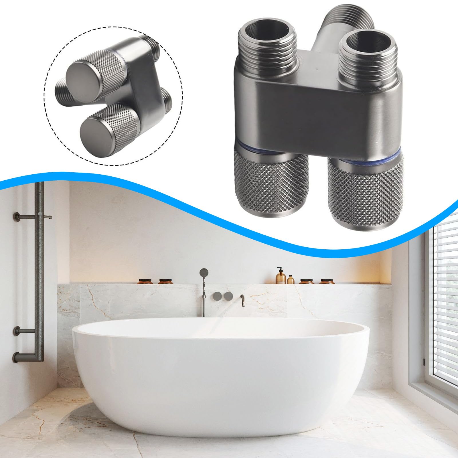 Dual Control Valve 1-In-2-Out with Handheld Bidet Sprayer - G1/2 Double Control Washing Machine Faucet Kit for Feminine Hygiene, Pet Cleaning, Cloth Washing & Bathroom Bidet - Perfect for Toilet, Baby Care & Household Cleaning (Grey)