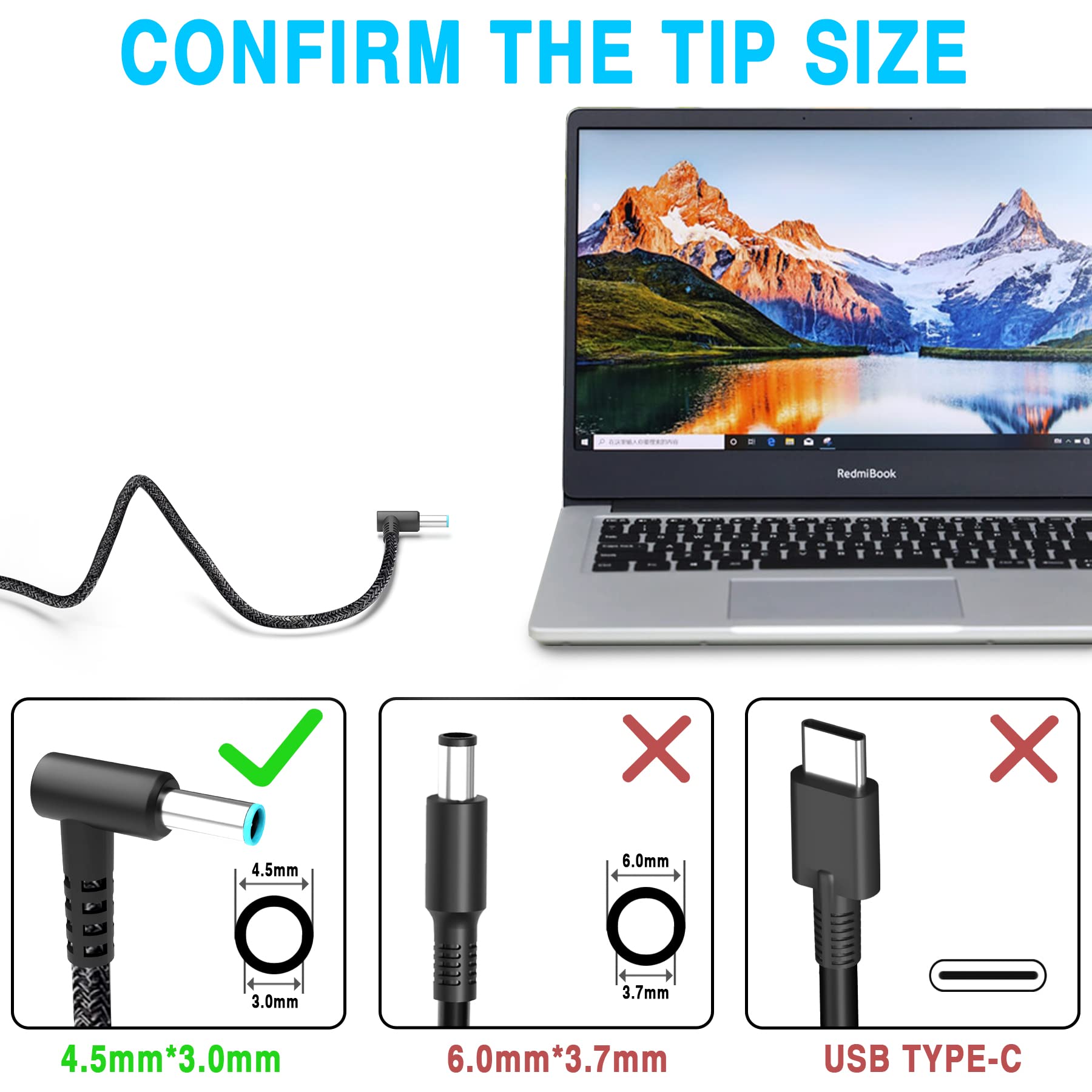 200W HP Laptop Charger - Compatible with HP Omen, Pavilion Gaming 15/16/17, ZBook Fury, Envy 15 & More (TPN-DA10 L00818-850) - AC Power Adapter for Gaming, Work & Travel