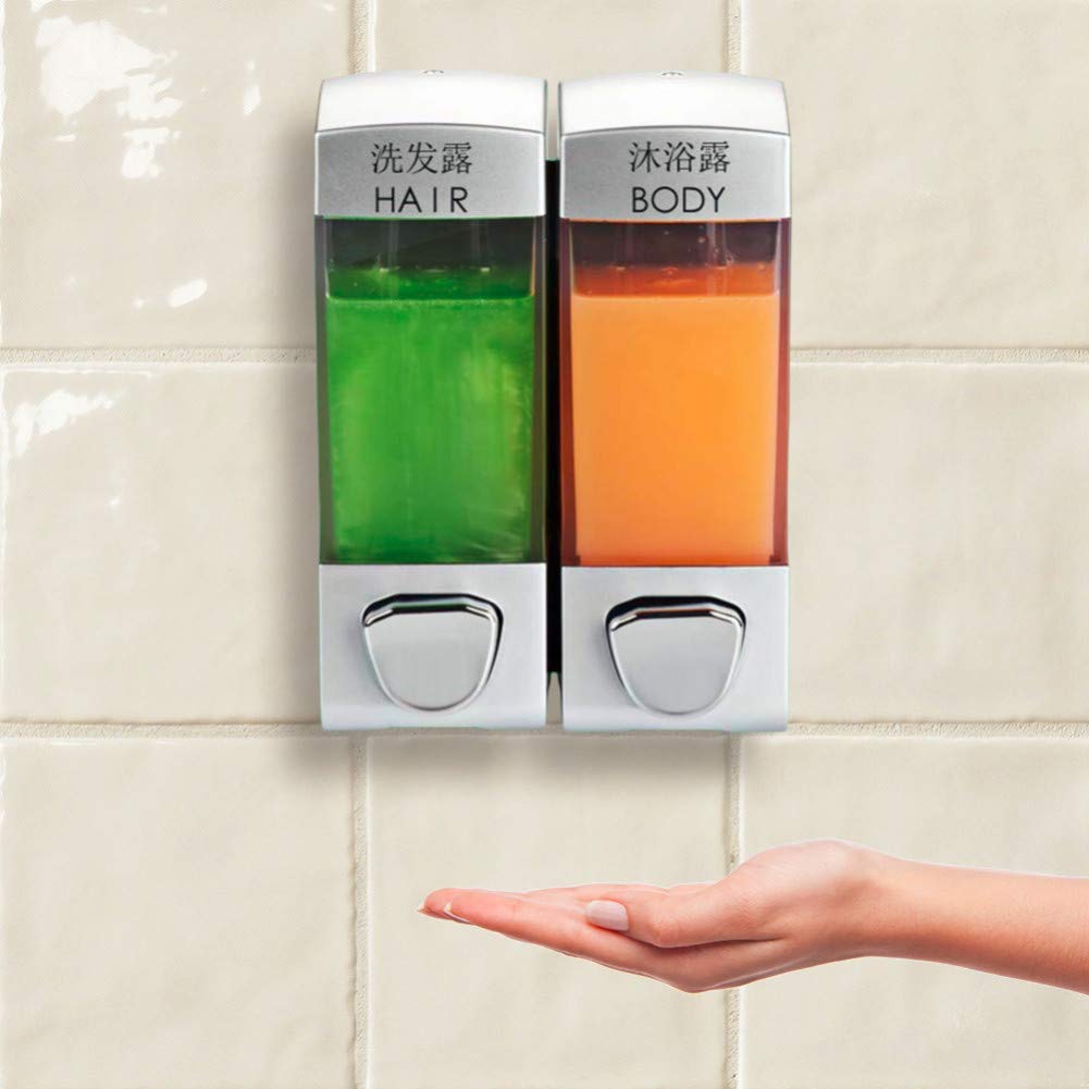 Wall-Mounted Soap Dispenser 350ml - Touchless Bathroom Liquid Soap Dispenser for Shower, Shampoo & Lotion - Hands-Free Wall Mount Soap Holder for Kitchen, Bathroom & Washroom - Ideal for Home, Hotel & Office Use