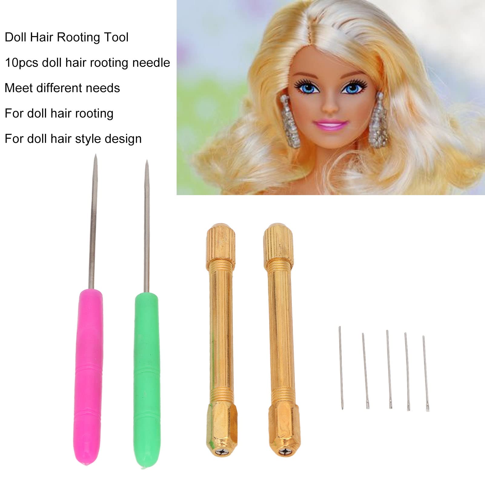 Professional Doll Hair Rooting Tool Kit - 10 Metal Needles for Reborn Doll Hair Making, Reroot & Rehair | Durable & Sturdy Holder for DIY Doll Crafting | Perfect for Reborn Dolls, Blythe Dolls & Custom Doll Making Projects