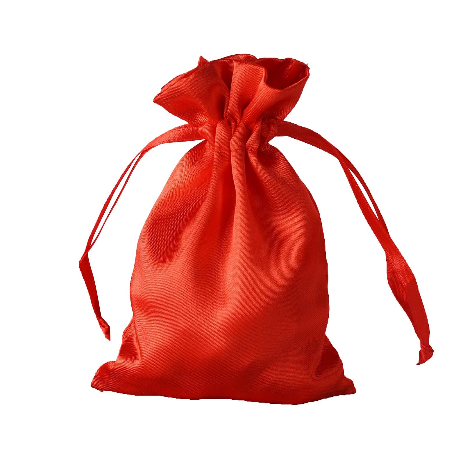 60 Pcs 4x6 Inch Red Satin Drawstring Bags - Wedding Favors, Party Gift Bags, Jewelry Pouch, Candy Packaging for Bridal Showers, Baby Showers & Birthday Celebrations