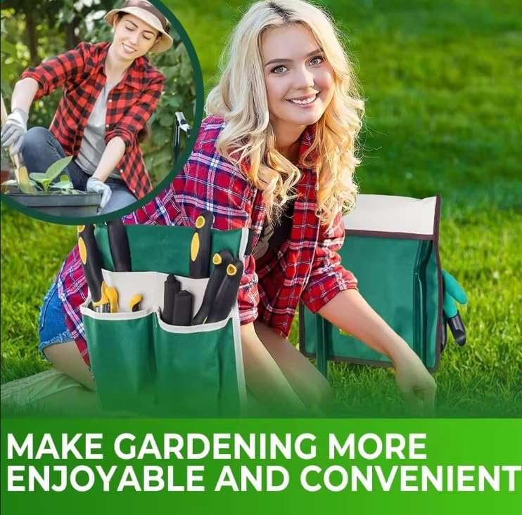 Foldable Garden Kneeler and Seat with Thickened Soft Pad - Ergonomic Kneeling Stool with 2 Tool Pouches for Gardening, Weeding, Planting - Perfect Outdoor Kneeler Bench for Seniors & Gardeners