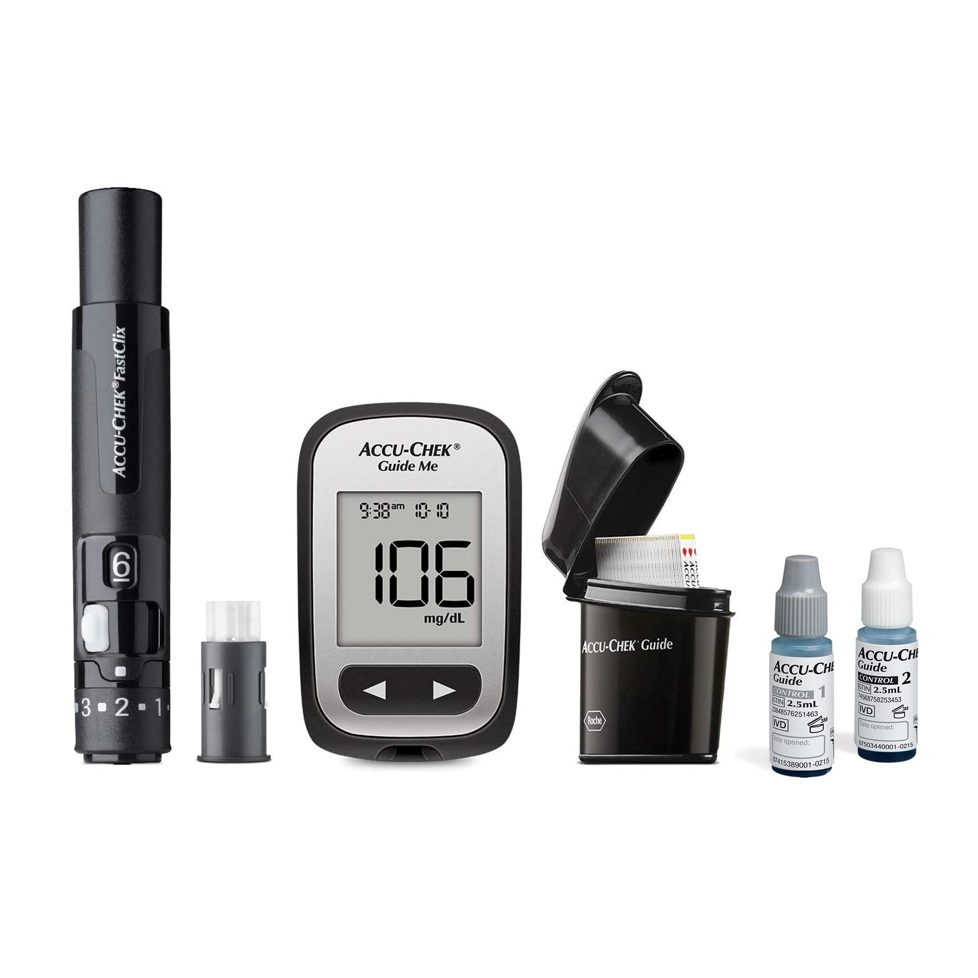 Accu-Chek FastClix Glucose Monitor Kit for Diabetes - Blood Sugar Testing Meter with FastClix Lancing Device, 108 Lancets, 100 Test Strips & Control Solution | Home Use for Daily Glucose Monitoring (Packaging May Vary)