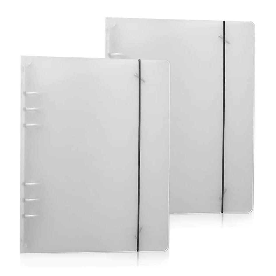 TUJAH 2-Pack A5/A6 Clear Plastic 6-Ring Binder - Durable Notebook Folder Protector Cover for DIY Scrapbooking, School, Office & Home Organization (A6 Size, One Size)