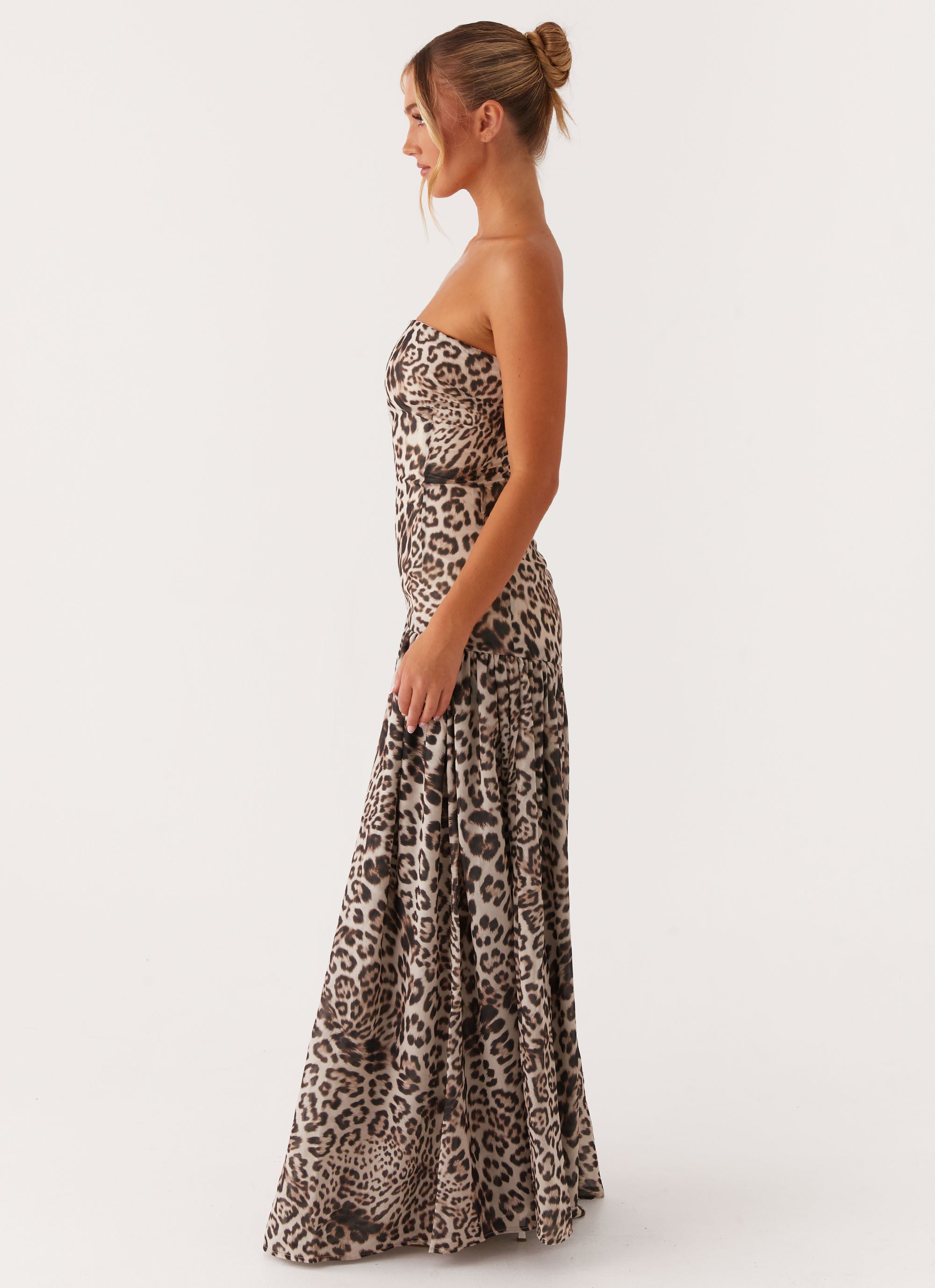 Eden Strapless Maxi Dress - Leopard Print Long Formal Gown for Women | Perfect for Weddings, Parties & Evening Events