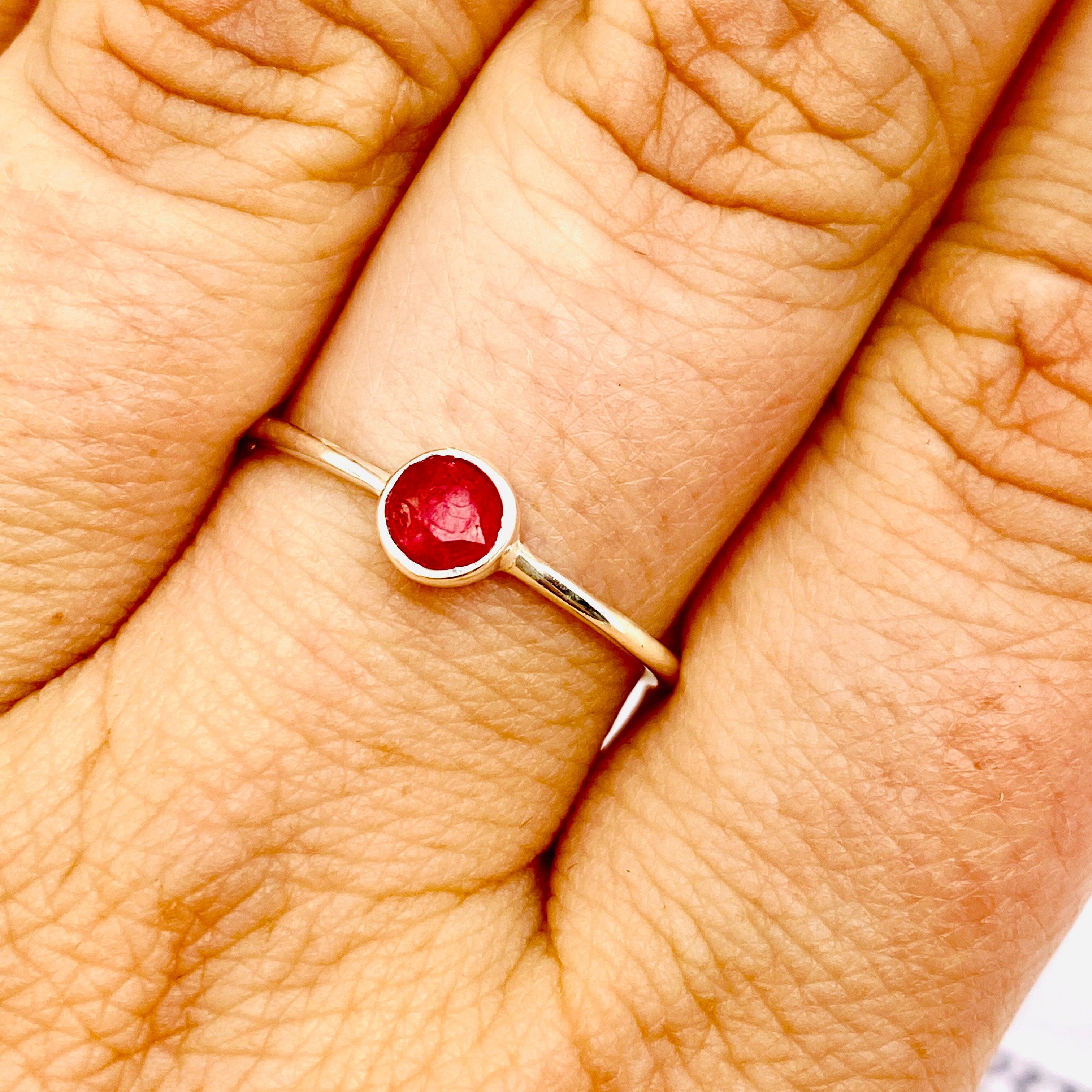 Ruby Round Faceted Fine Band Ring R3754 RU - Elegant Jewelry for Women, Perfect for Weddings, Anniversaries & Special Occasions
