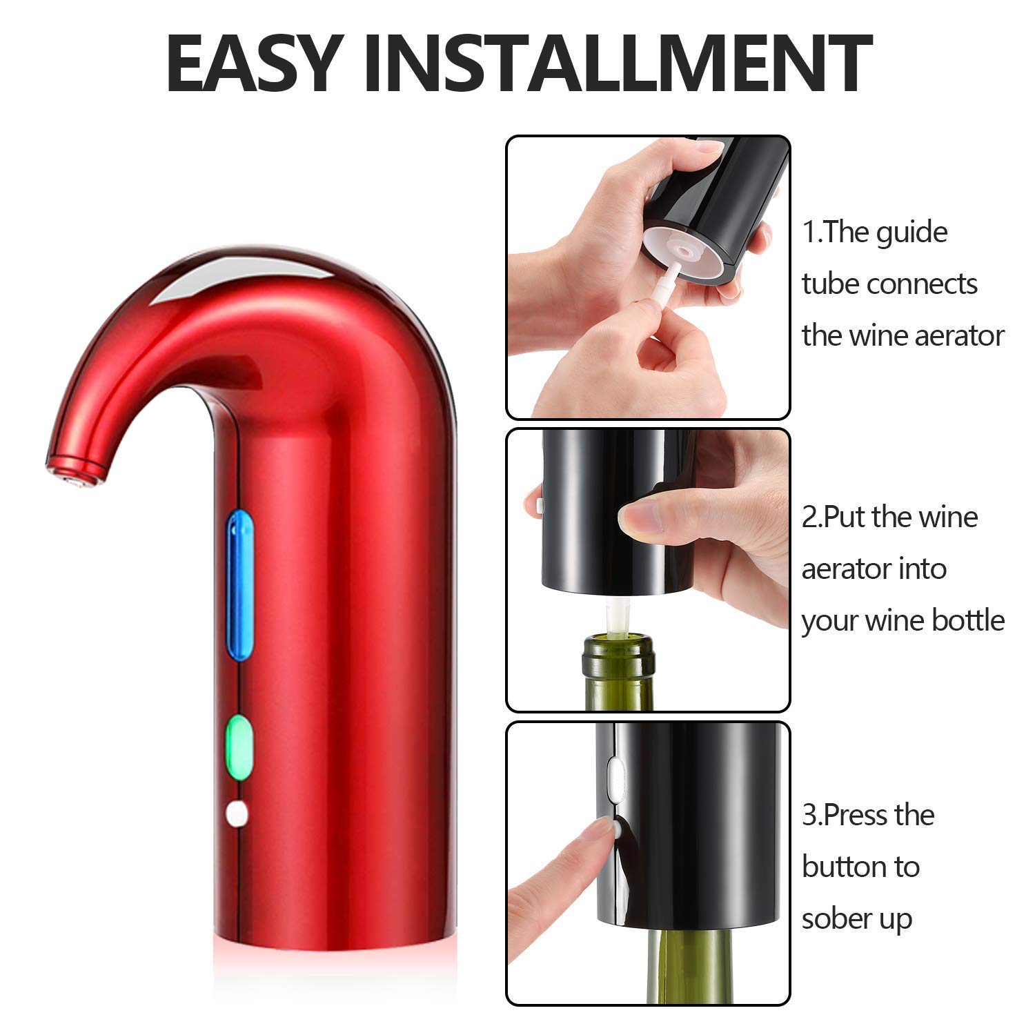 iSmartEn Electric Wine Aerator - Portable One-Touch Automatic Wine Decanter Pump & Dispenser for Red & White Wine | Perfect for Dinner Parties, Wine Tasting & Home Bars