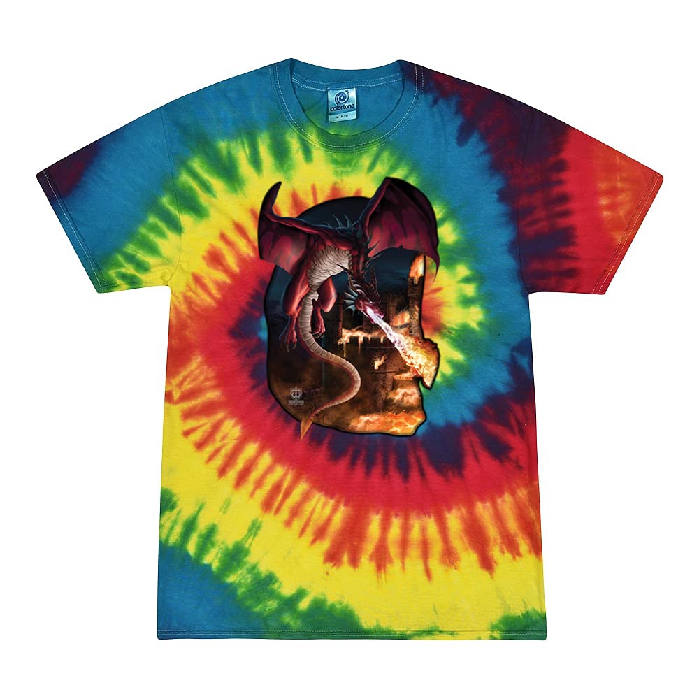 Wild Bobby Dragonn Fire Breathing Pop Culture Tie-Dye T-Shirt | Vintage Graphic Tee for Men & Women | Perfect for Cosplay, Comic Con & Streetwear Fashion