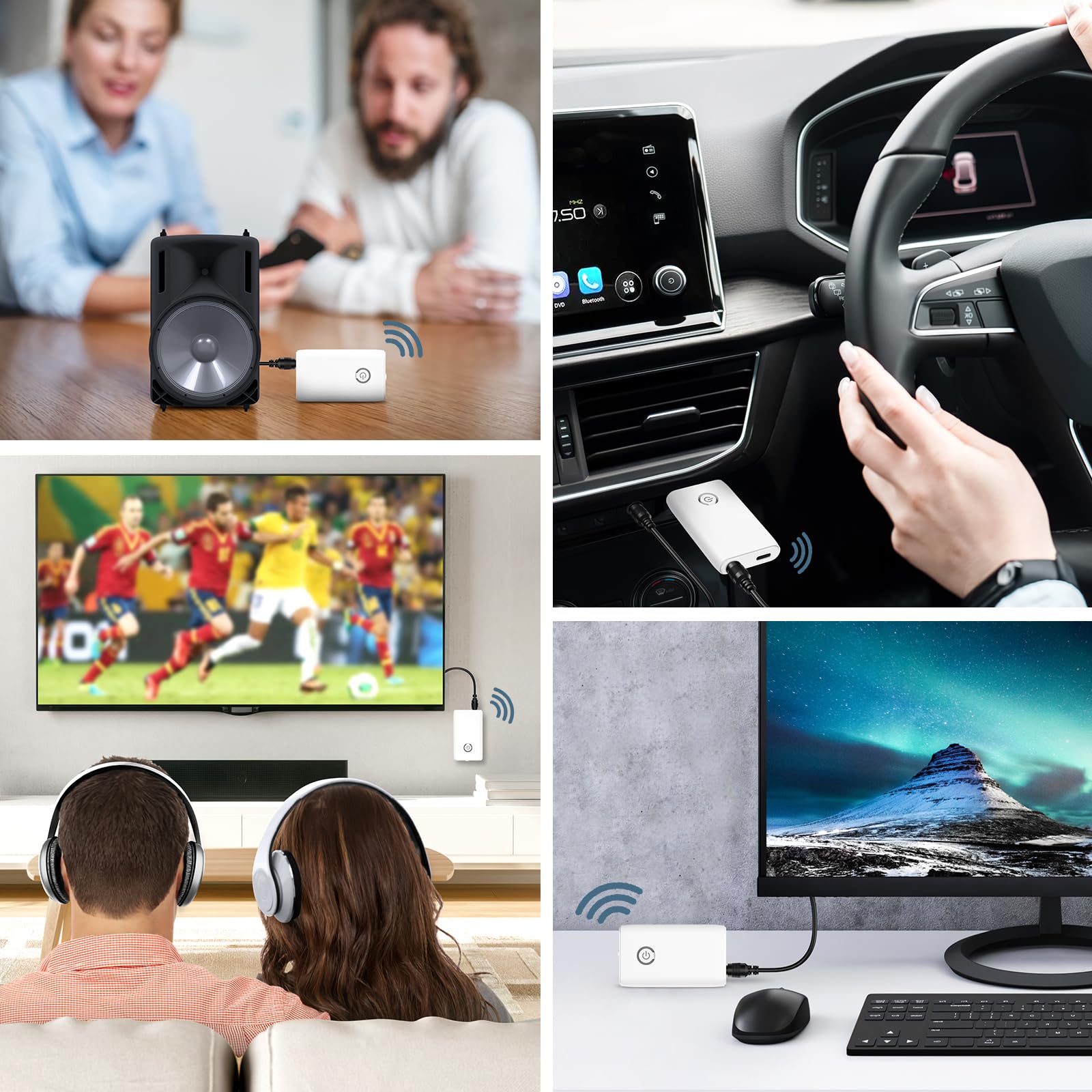 Bluetooth 5.0 Transmitter and Receiver 2-in-1 Wireless Audio Adapter - Portable Aux Car Kit for Laptop, TV, Headphones, Speakers | Hands-Free Calling, Music Streaming for Home, Office & Travel