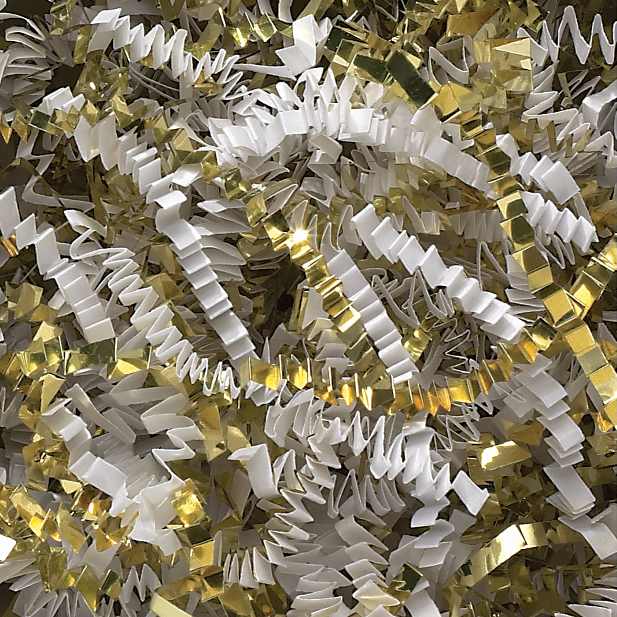 Aviditi Crinkle Cut Paper Shred Filler - 10 Lbs Case (White & Gold) | Gift Wrapping, Holiday Decor, DIY Crafts, Basket Filling | Perfect for Party Decorations, Wedding Centerpieces & Home Decoration