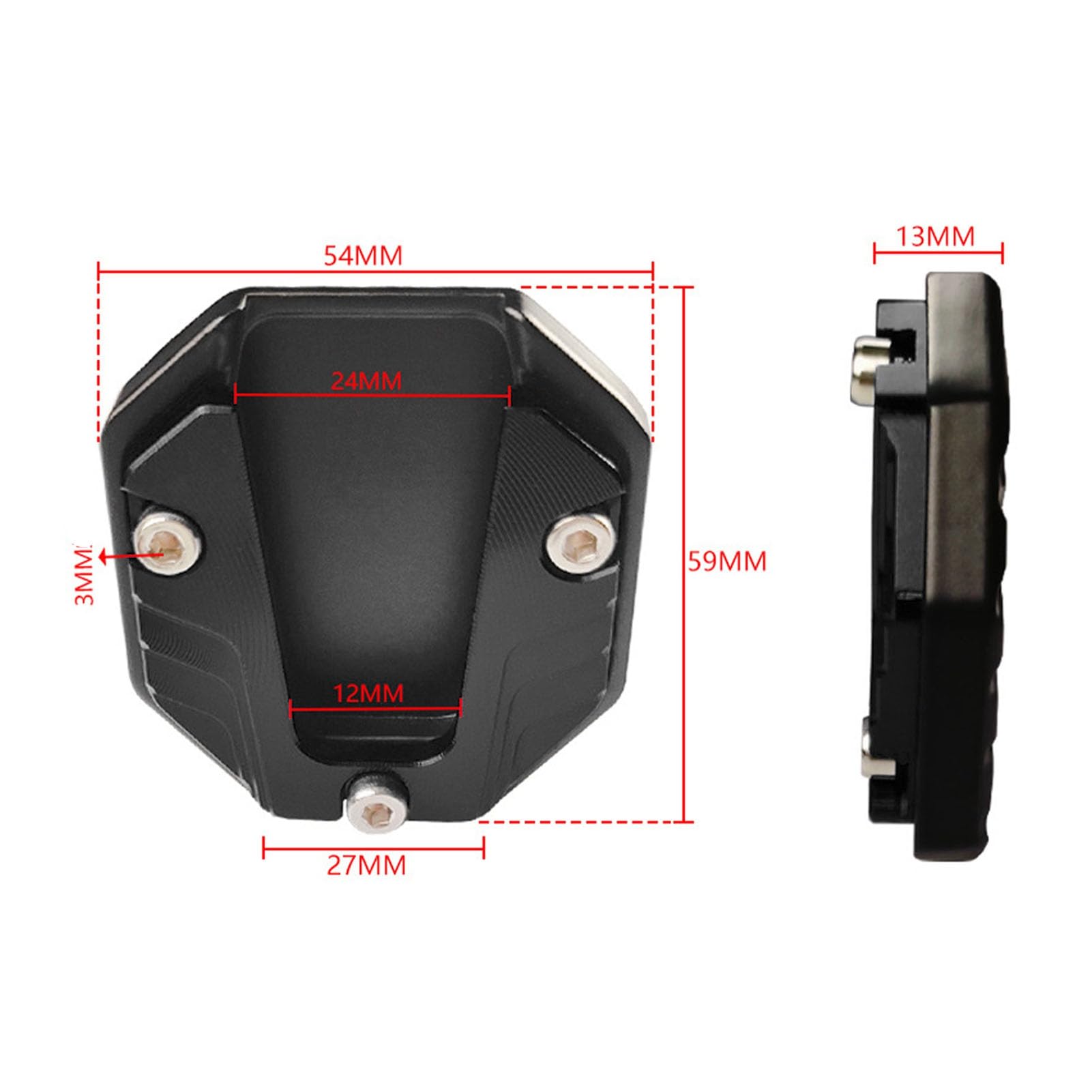 Universal Motorcycle Kickstand Pad - Aluminum Alloy Support Plate for Secure Parking