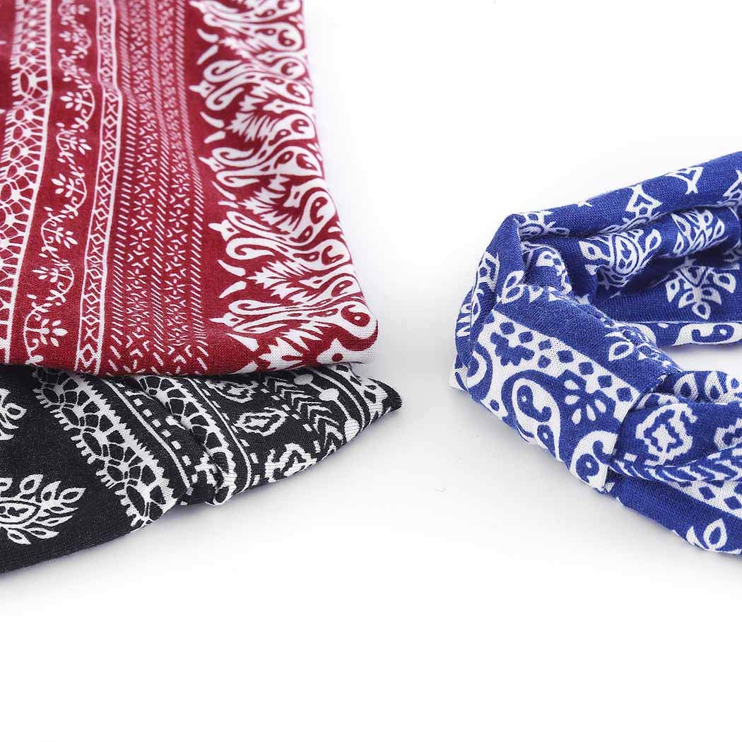 Bohend Boho Headbands for Women - Wide Knotted Stretchy Cotton Hair Bands, Fashion Printed Bandeau Headwraps - Perfect for Yoga, Sports, Travel & Everyday Wear (Style A)
