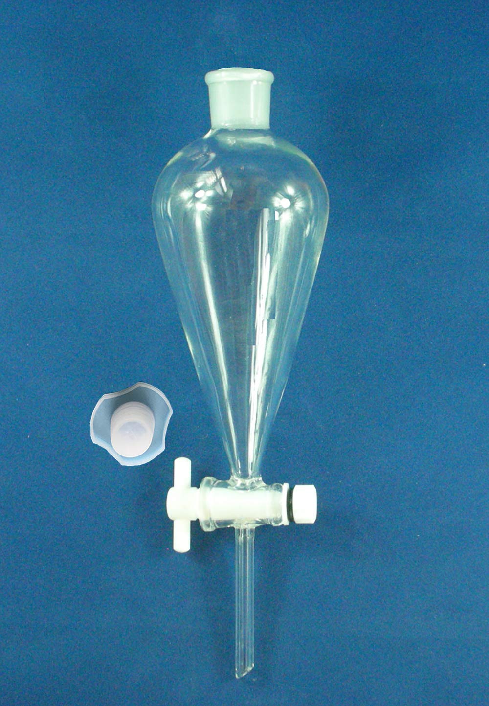250ml Glass Conical Separatory Funnel with PTFE Stopcock - Lab Equipment for Essential Oil Extraction, Chemistry Experiments & Liquid Separation