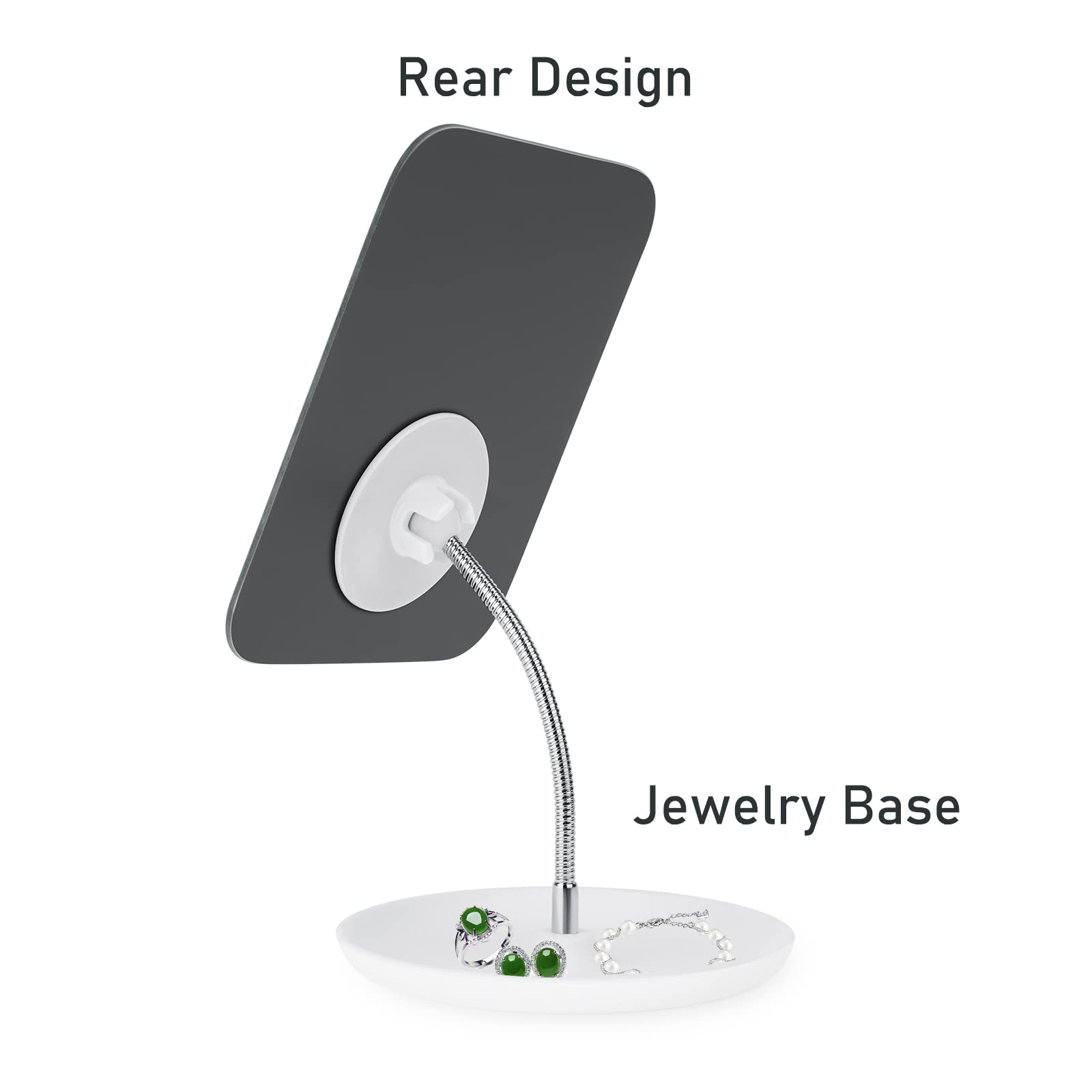 CLSEVXY Adjustable Table Vanity Mirror with Stand - 360° Rotating Folding Makeup Mirror with Flexible Gooseneck for Desk - Portable Square Cosmetic Mirror for Home, Bedroom & Travel Use