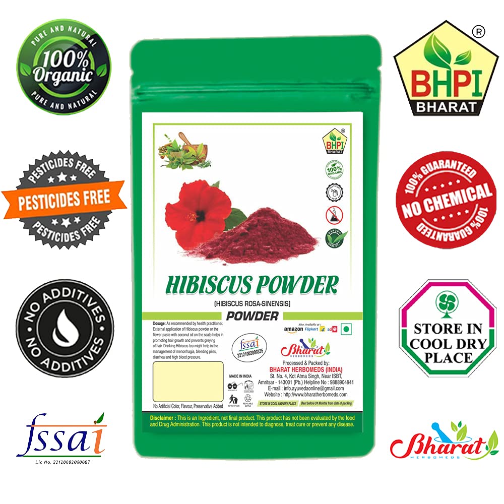 Organic Bharat Indigo Hibiscus Powder for Hair Color & Growth - 200g (2x100g) | Natural Skin & Hair Care Treatment | DIY Hair Dye & Ayurvedic Beauty Solution for Healthy Locks & Glowing Skin