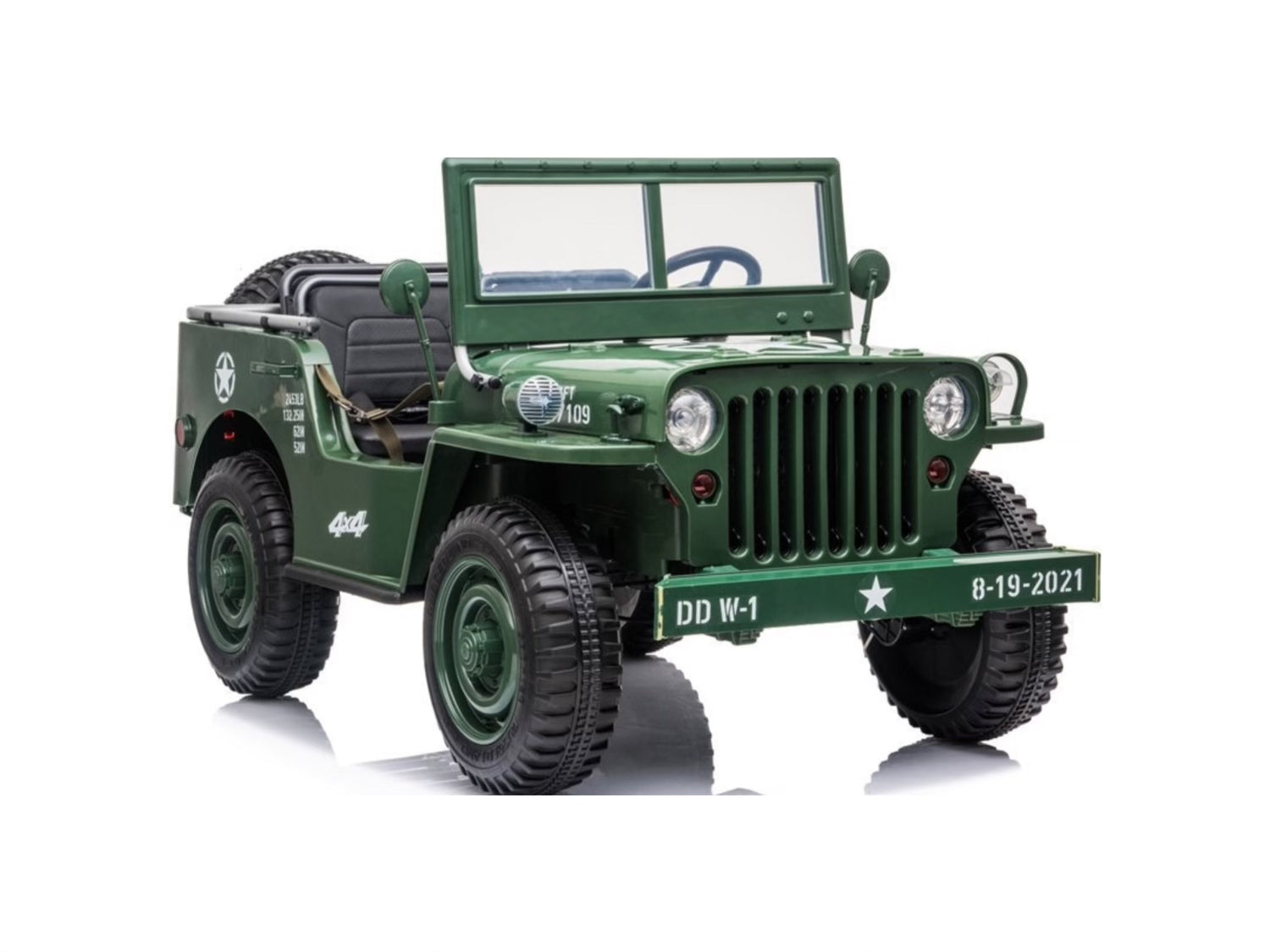 24V XXL Military Jeep Ride-On Toy for Kids - Green Electric Car with Remote Control - Outdoor Adventure & Backyard Play