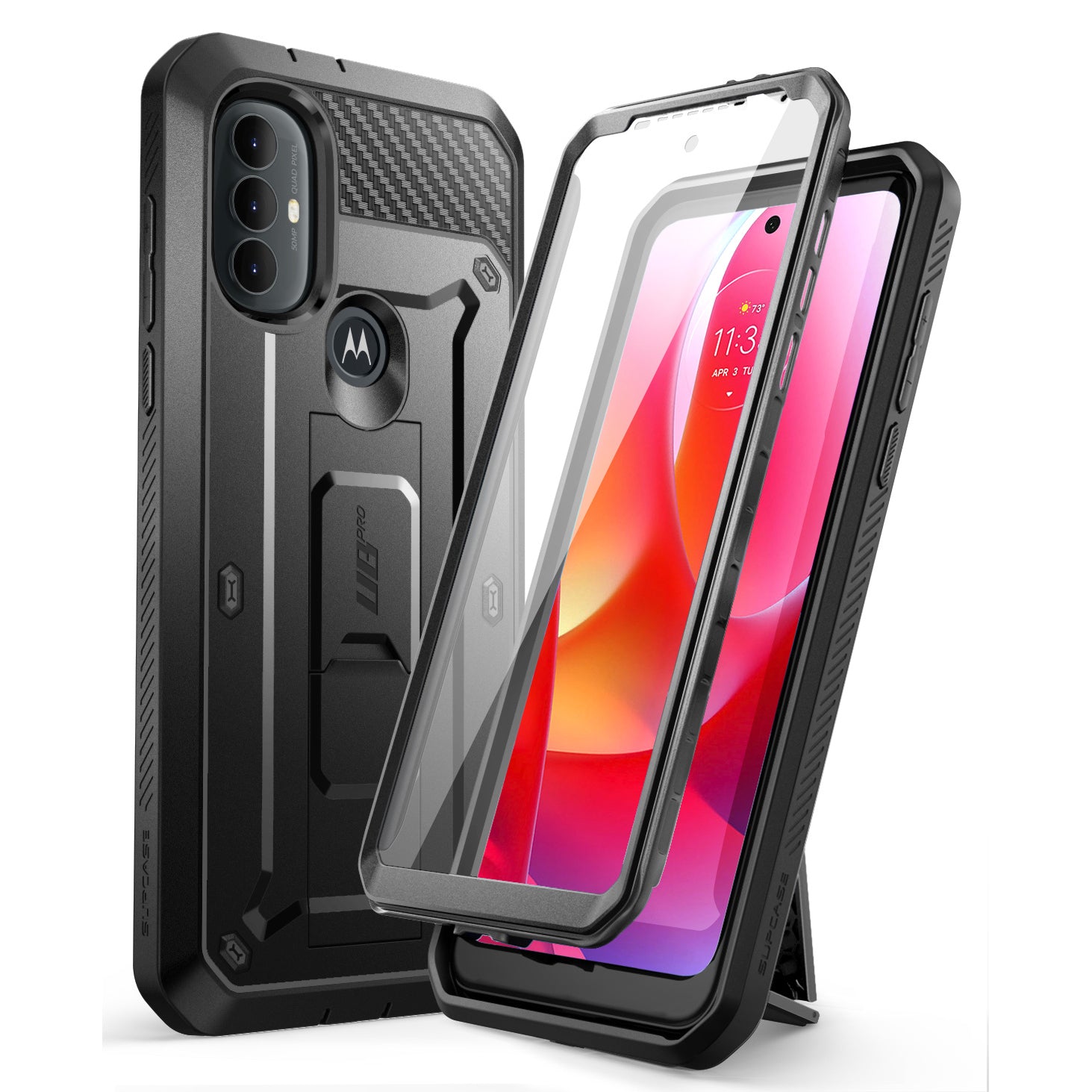 Moto G Power Unicorn Beetle PRO Kickstand Case with Holster - Heavy Duty Protective Cover for Motorola Moto G Power (2023/2022/2021) - Black - Perfect for Outdoor Activities, Work & Travel