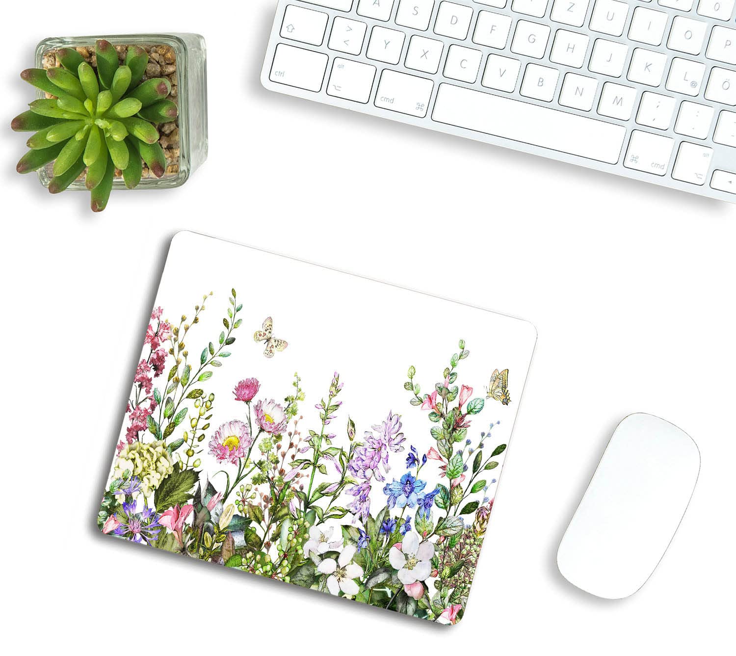 Herbal Floral Border Non-Slip Gaming Mouse Pad - 9.5x7.9 Inch Rubber Base Computer Mousepad for Laptop/Office/PC, Compatible with Wireless Mouse (240x200x3mm) - Perfect for Work, Gaming & Home Office Setup