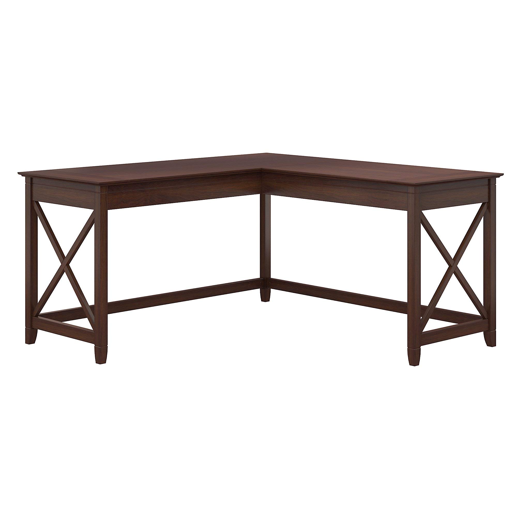 Bush Furniture Key West 60W L-Shaped Computer Desk in Bing Cherry Finish - Perfect for Home Office, Gaming & Workspace Setup