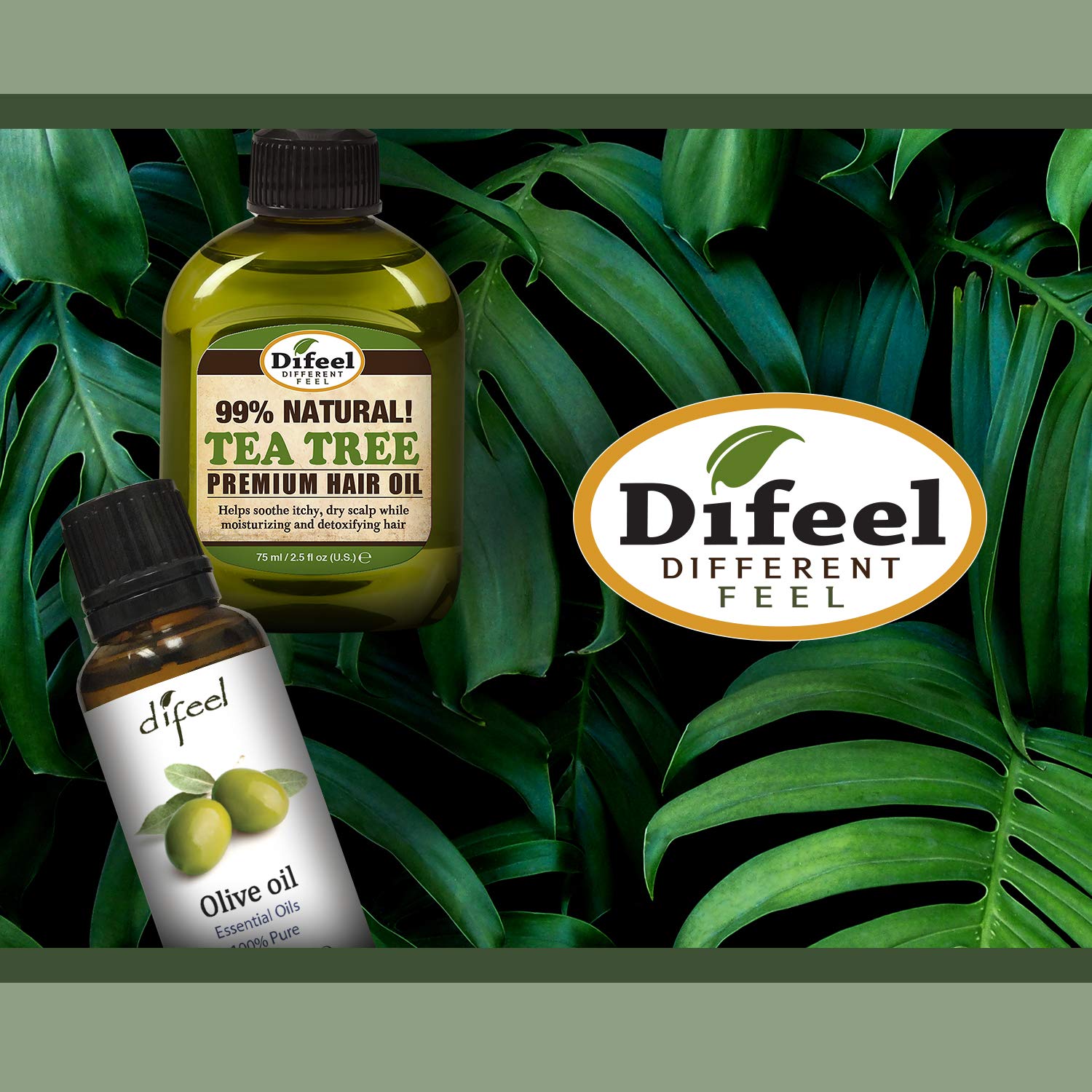 Difeel Premium 99% All Natural Anti-Frizz Hair Oil with Olive Oil, Vitamins A & E - 2.5oz for Smooth, Shiny Hair - Perfect for Dry, Damaged & Curly Hair Care