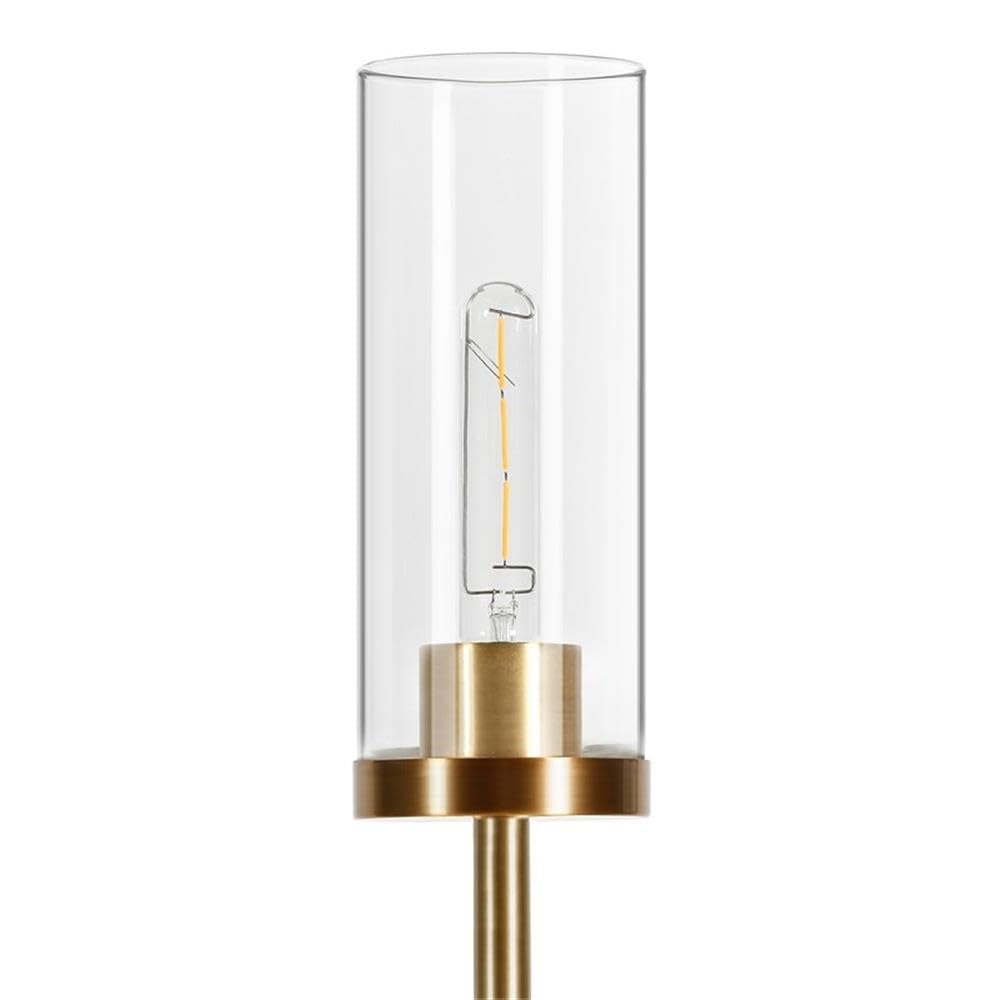 Henn&Hart 11 Inch Brass Floor Lamp with Glass Shade - Modern Lighting for Living Room, Bedroom, or Office Decor