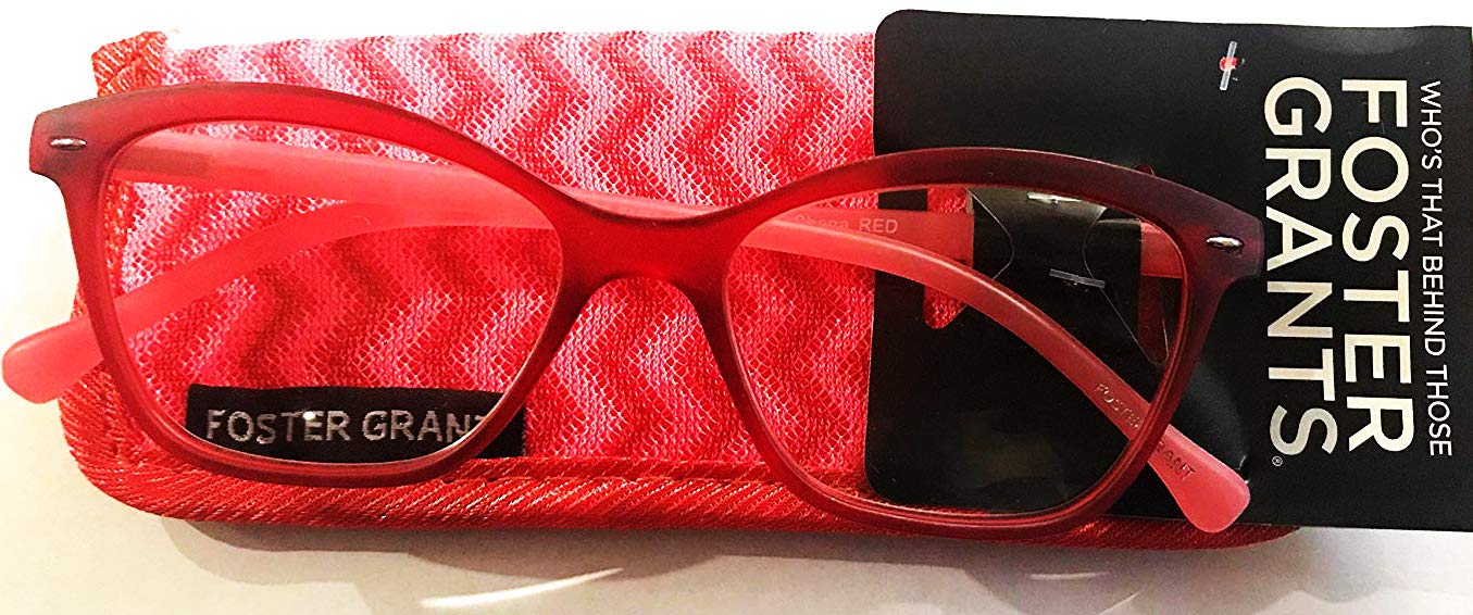 Foster Grant Shona Reading Glasses +2.00 Strength - Stylish Red Full Frame Readers for Women & Men - Perfect for Reading, Crafts & Computer Work