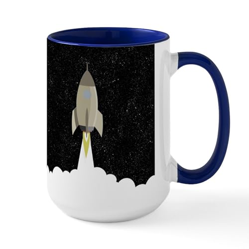 White/Navy Inside - Rocket Blast Off Mugs
