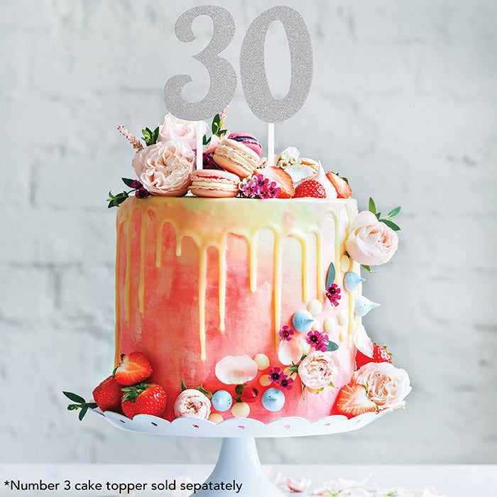12-Piece Bulk Silver Glitter Number 3 Cake Toppers for Birthday Parties, Anniversary Celebrations & Special Occasions