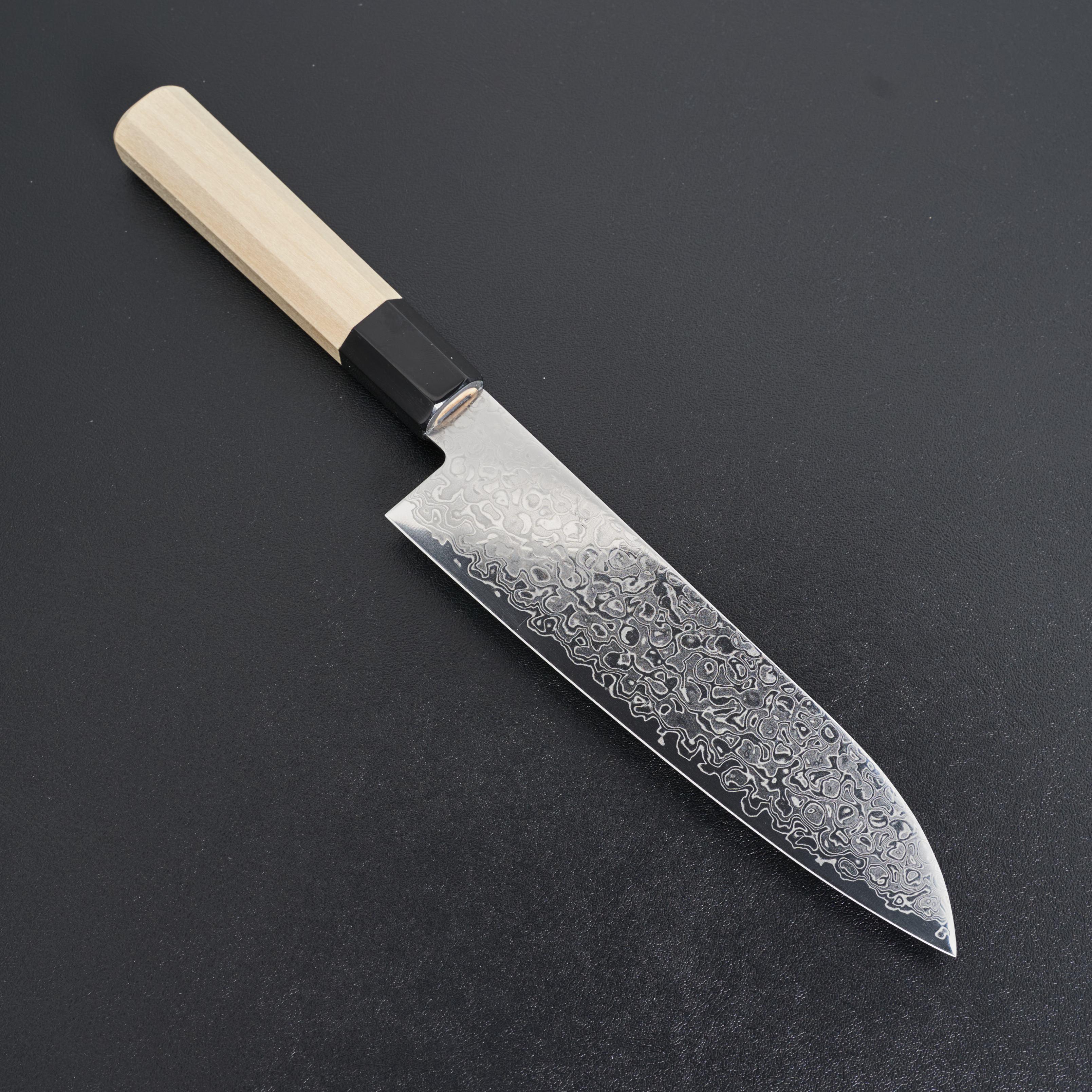 Premium Hitohira HG Damascus Santoku Knife 185mm - Japanese Ho Wood Handle - Professional Chef's Knife for Slicing, Dicing & Chopping Vegetables, Meat & Fish
