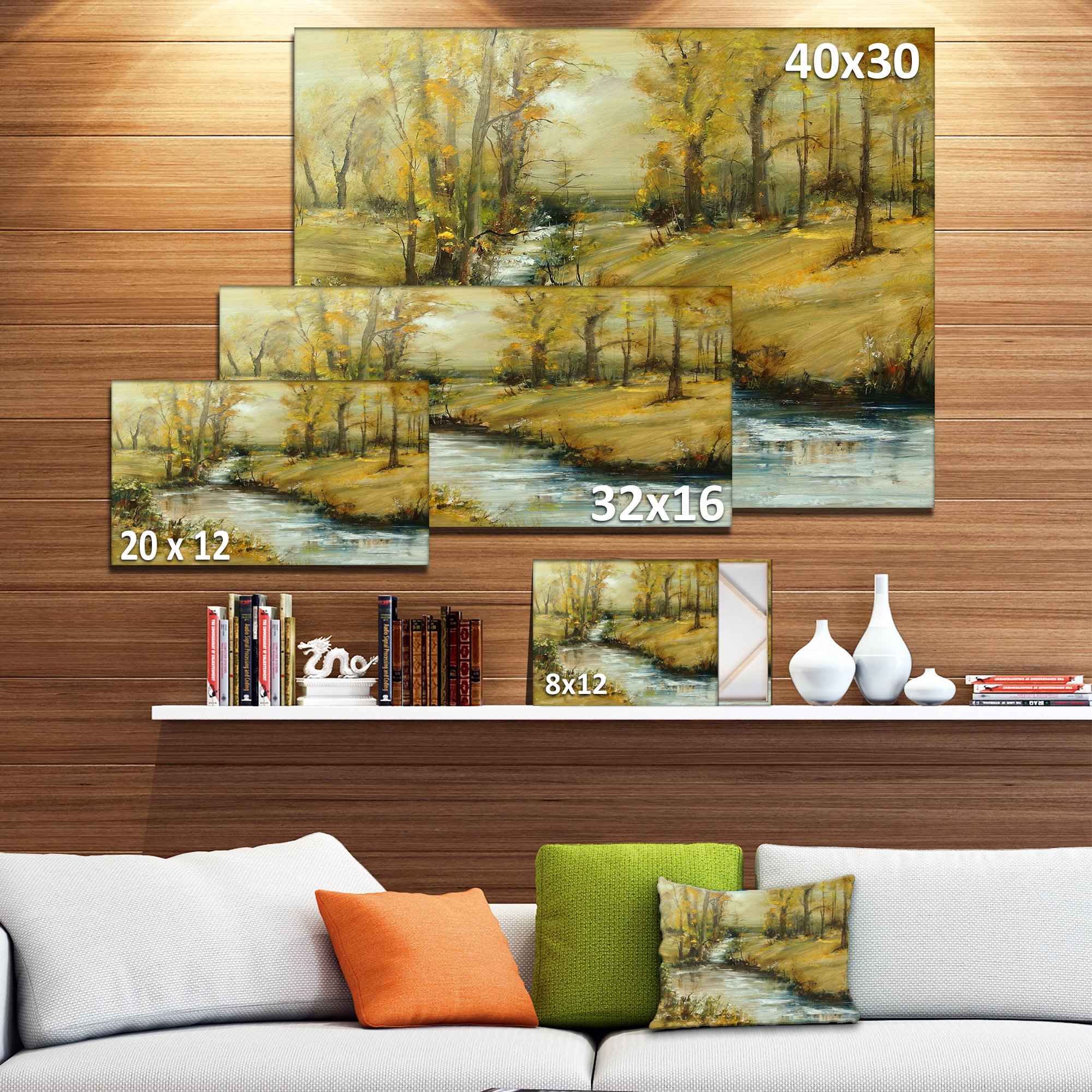 Brook in Autumn Oil Painting - Handmade Landscape Canvas Art Print for Home & Office Wall Decor - Perfect for Living Room, Bedroom, and Office Spaces