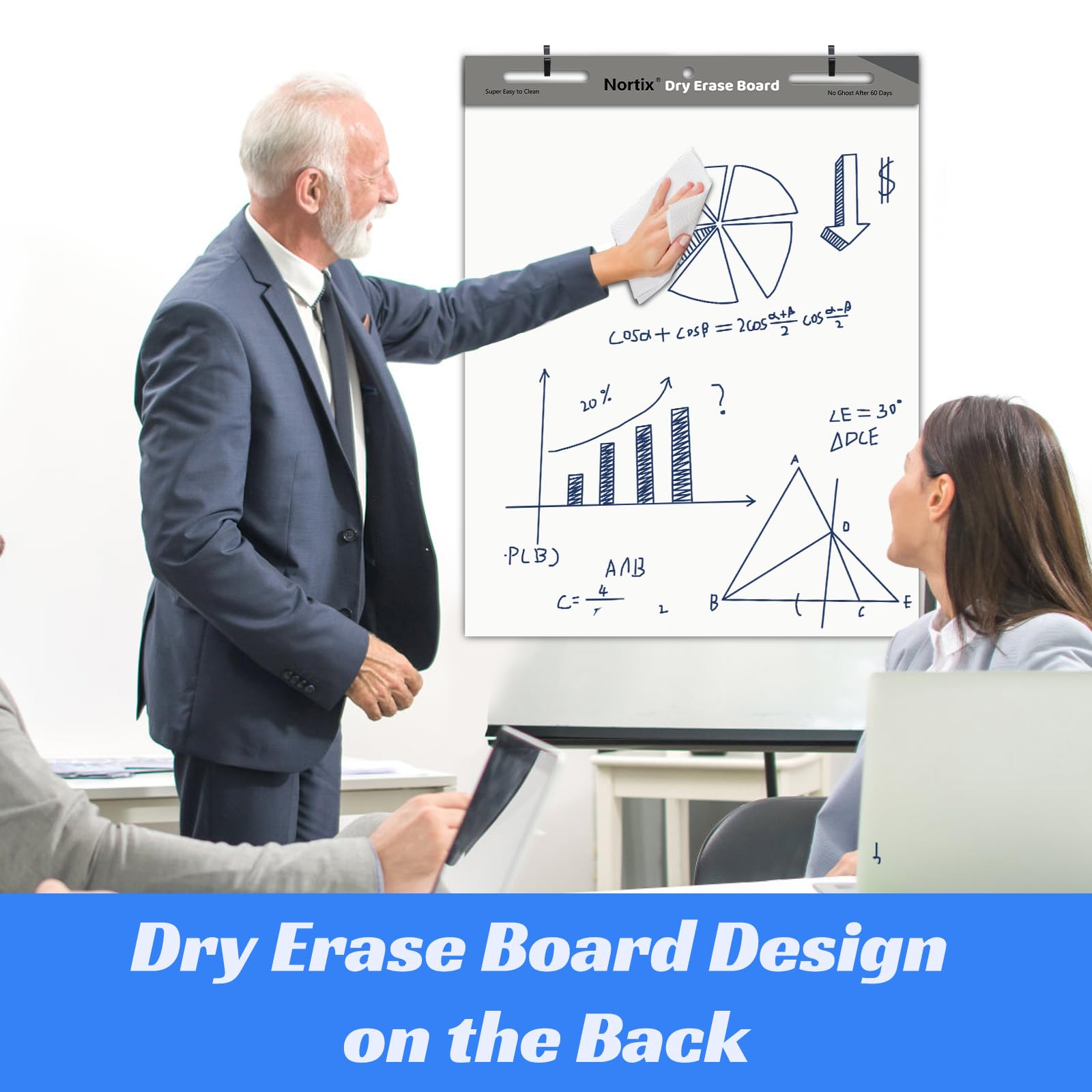 Nortix Sticky Easel Pad, 25x30 Inches Large Self Stick Grid Flip Chart Paper with Dry Erase Surface - 30 Sheets per Pad, 6 Pads for Office Meetings, Training Sessions, Brainstorming & Creative Doodling