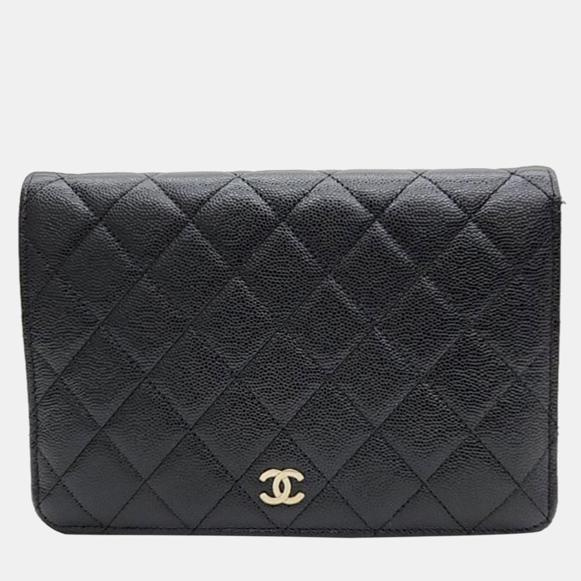 Black Caviar Leather Mini Chain Crossbody Bag for Women - Stylish Small Shoulder Purse with Gold Chain Strap, Perfect for Evening Parties, Date Night & Daily Use