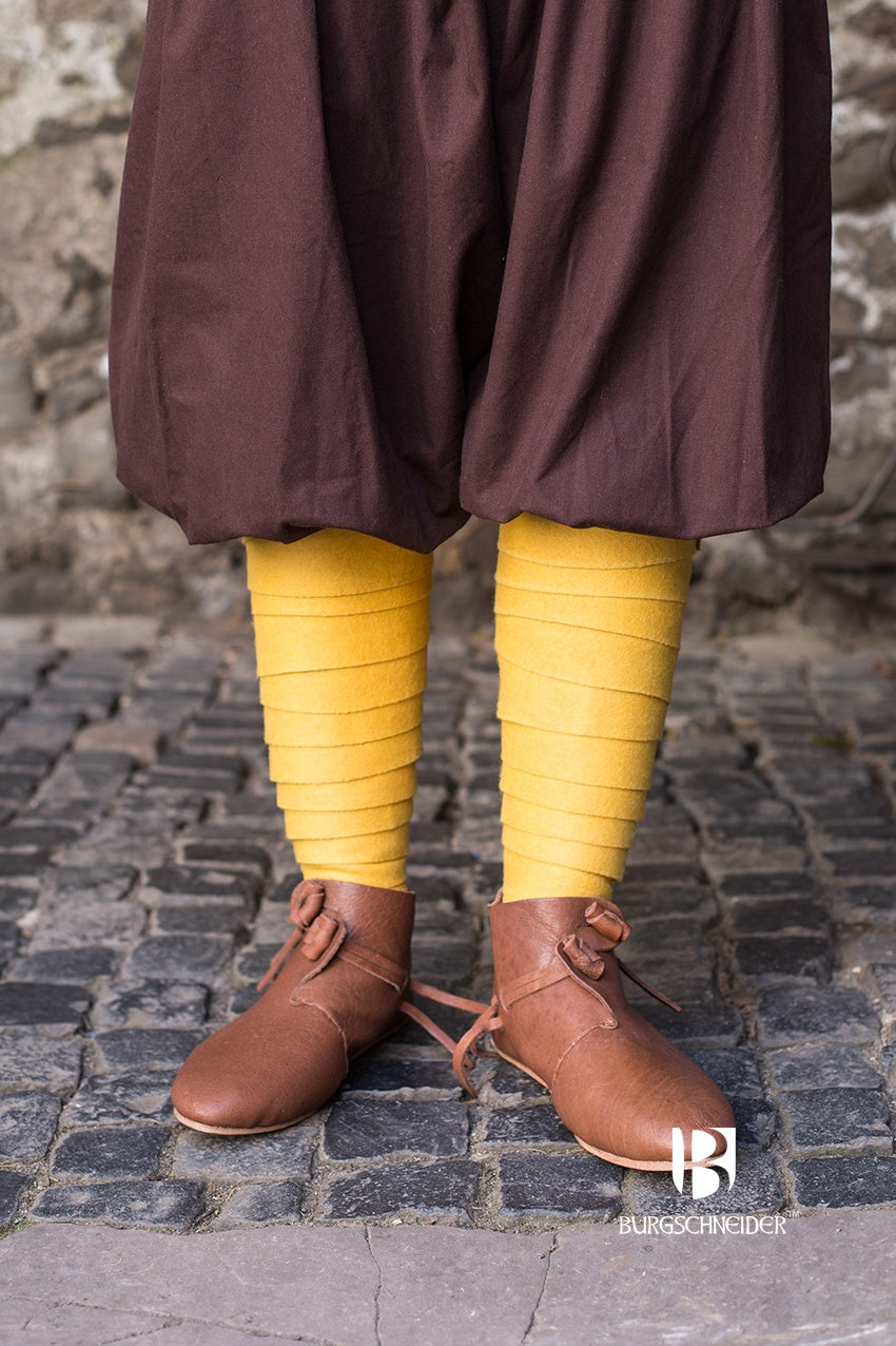 Premium Wool Winingas Aki Yellow - Warm & Comfortable Viking Style Leg Wraps for LARP, Cosplay & Historical Reenactment