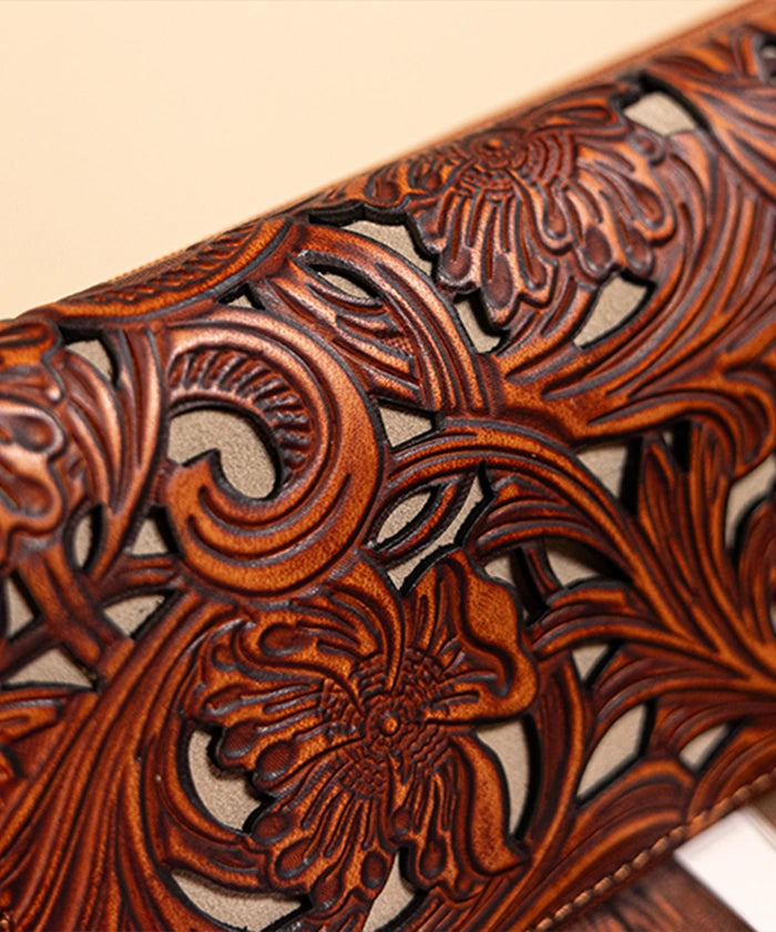 Trinity Ranch Genuine Leather Tooled Wallet for Men - Western Style Bifold Wallet with RFID Protection - Perfect for Cowboy Boots, Rodeo & Everyday Use