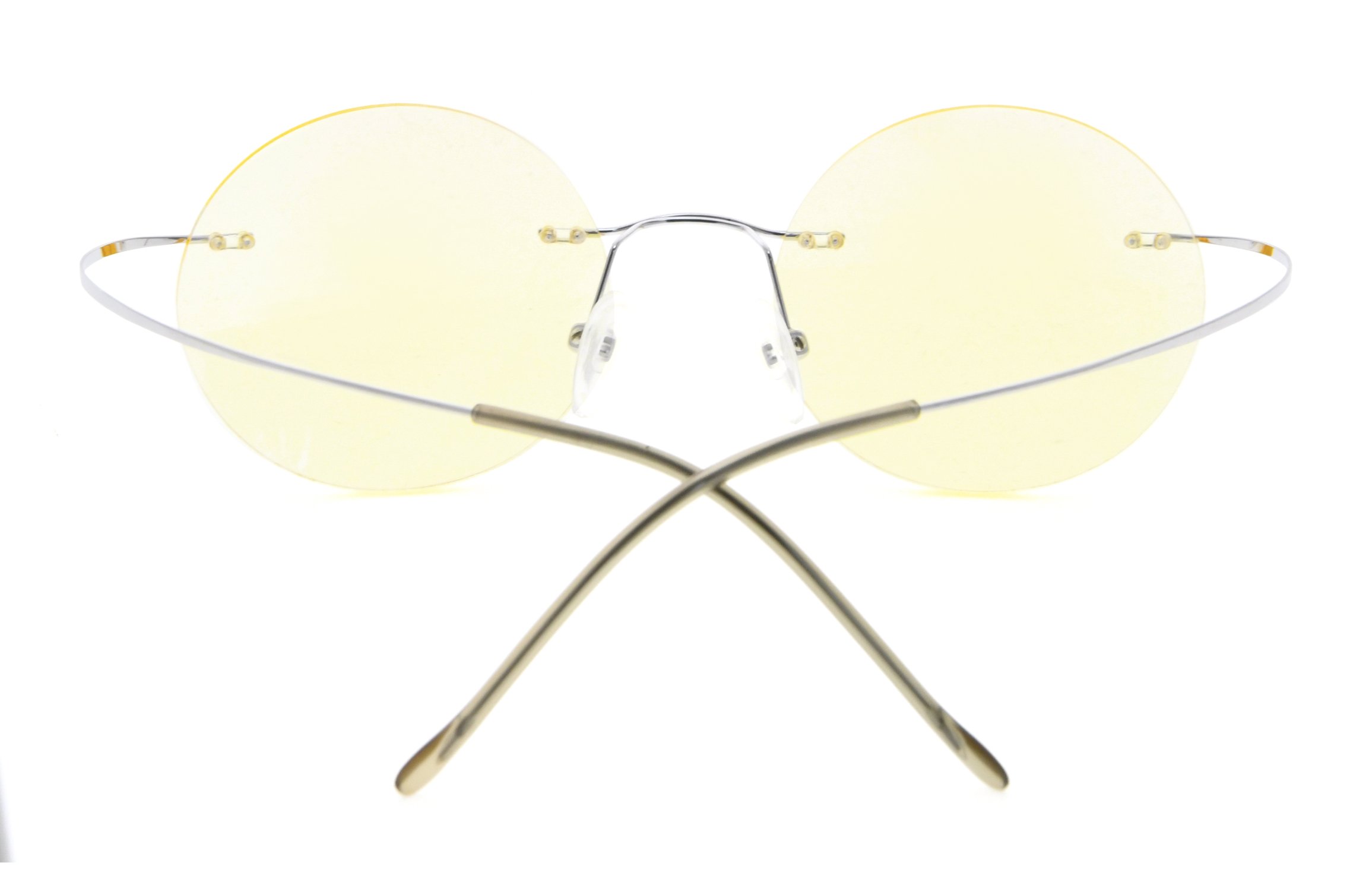 CessBlu Rimless Anti-Blue Light Titanium Round Computer Glasses for Women & Men - Reduce Eye Strain for Work, Gaming & Reading