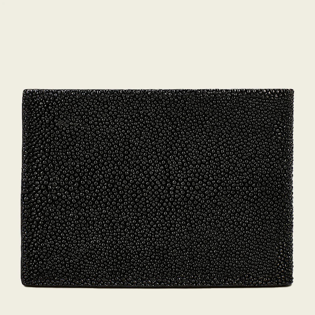 Cuadra Black Classic Stingray Exotic Bifold Wallet for Men - Premium Genuine Leather Money Clip Wallet - Perfect for Everyday Carry, Business & Gifting