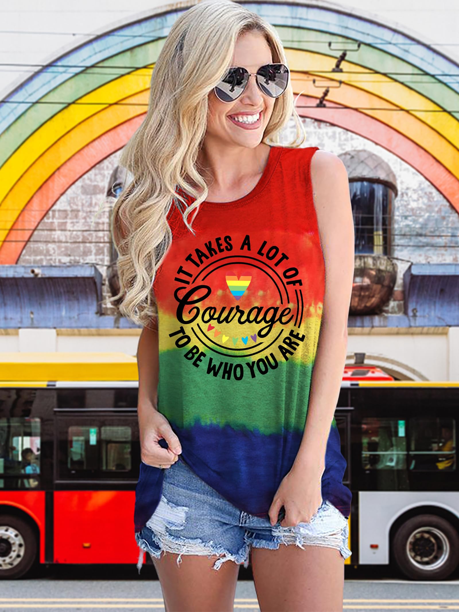Rainbow Pride Tank Tops for Women - LGBT Equality Shirts, Gay Pride Outfits, Be Who You Are - Perfect for Pride Parades, LGBTQ+ Events & Daily Wear
