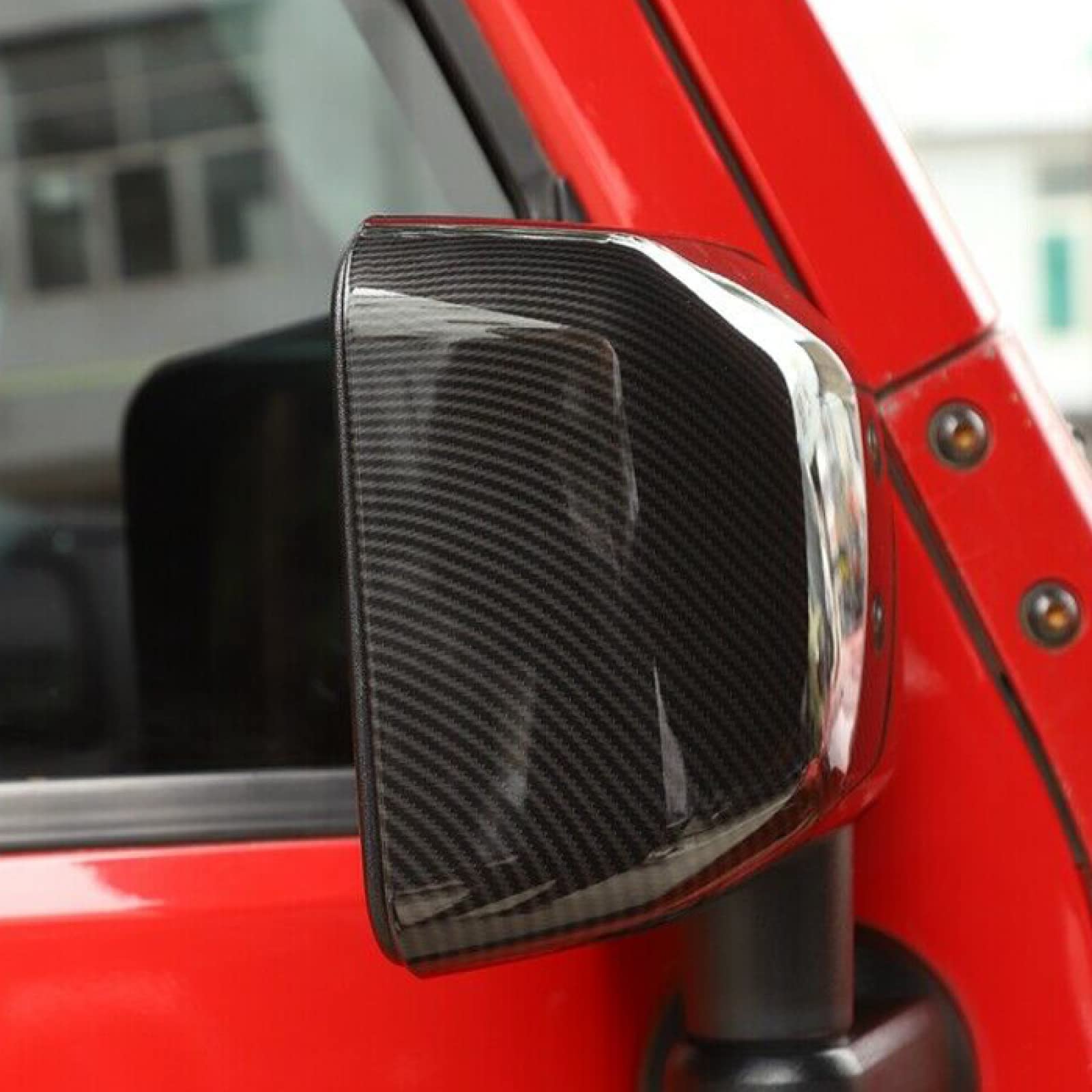 ABS Carbon Fiber Style Rear View Mirror Covers for Jeep Wrangler JK 2007-2017 - Pair of Side Mirror Trim Accessories for Off-Road Protection & Style Enhancement