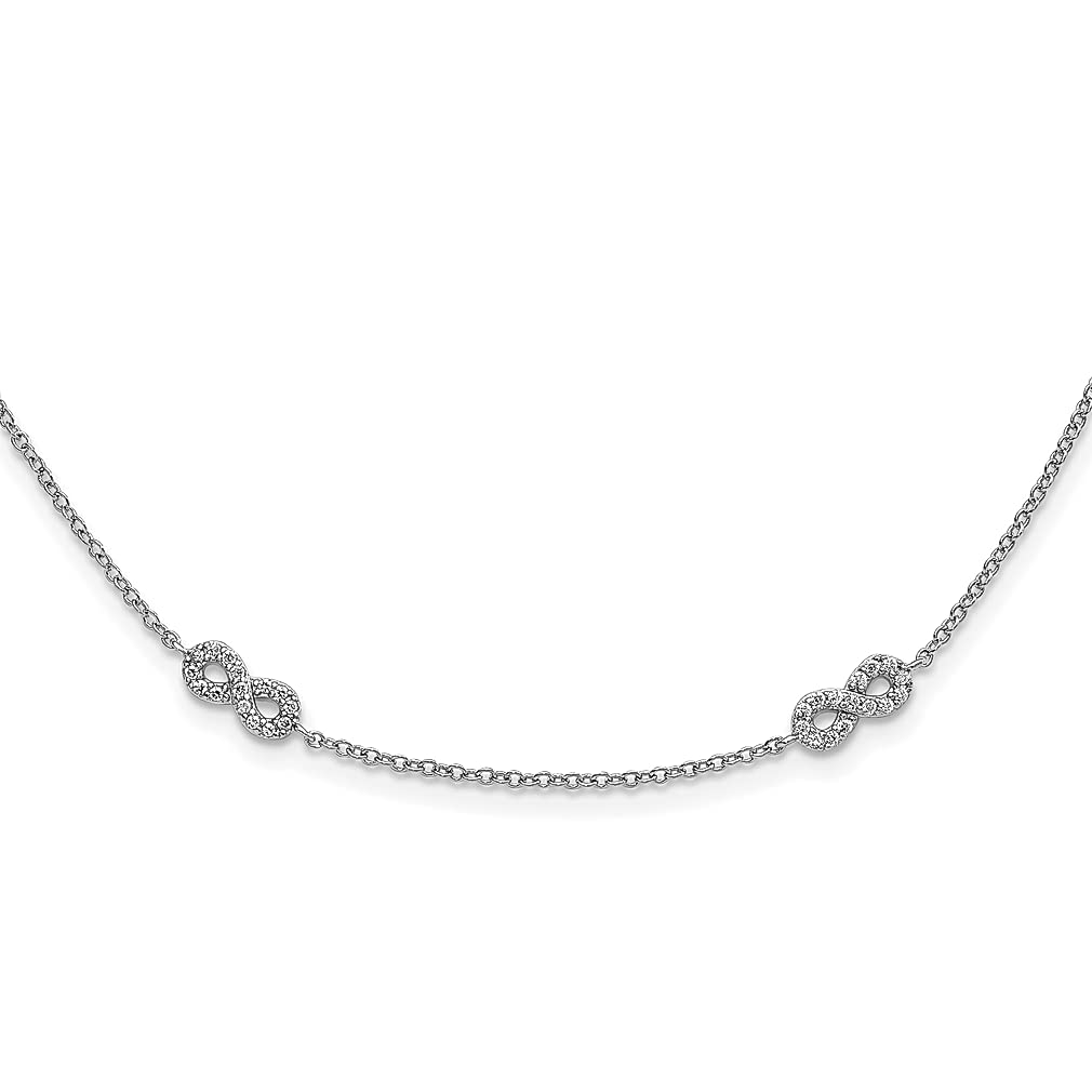 925 Sterling Silver & Cubic Zirconia Infinity Symbol Pendant Necklace - 2 Inch Extension Chain, Elegant Fine Jewelry for Women - Perfect Gift for Her, Anniversary, Birthday & Valentine's Day