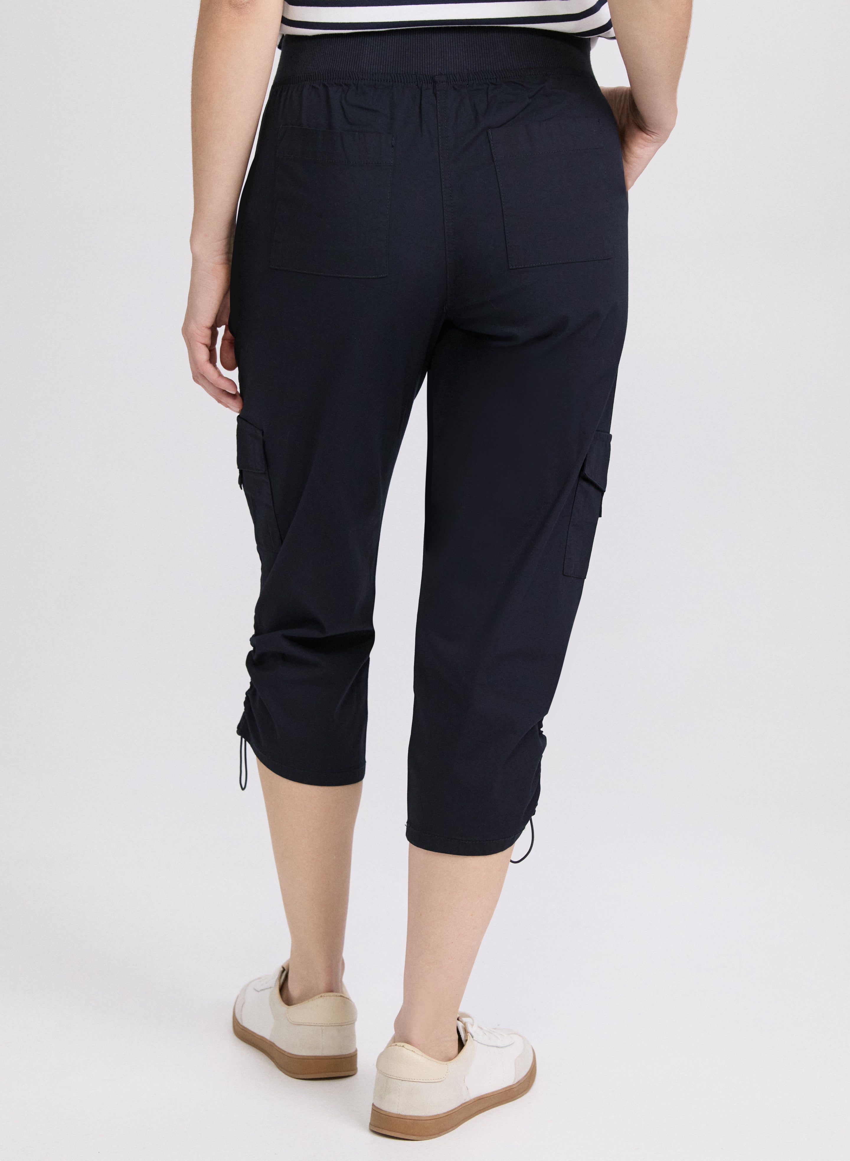 Cropped Drawstring Hem Cargo Pants for Women - High Waisted Casual Joggers with Pockets | Perfect for Hiking, Travel & Streetwear Fashion
