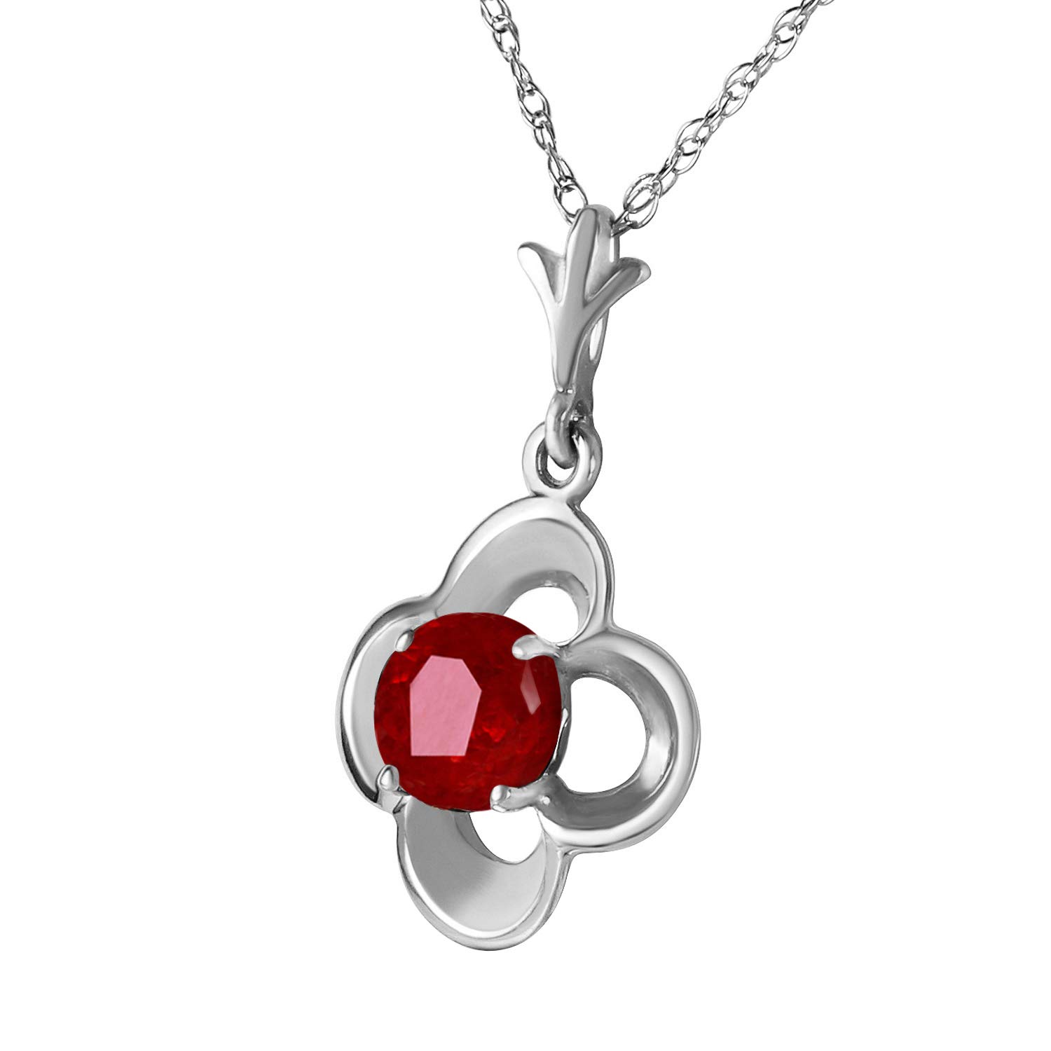 14K Solid White Gold Ruby Pendant Necklace - 0.55 ct Galaxy Gold GG - Elegant Jewelry Gift for Women, Perfect for Anniversaries, Birthdays & Special Occasions