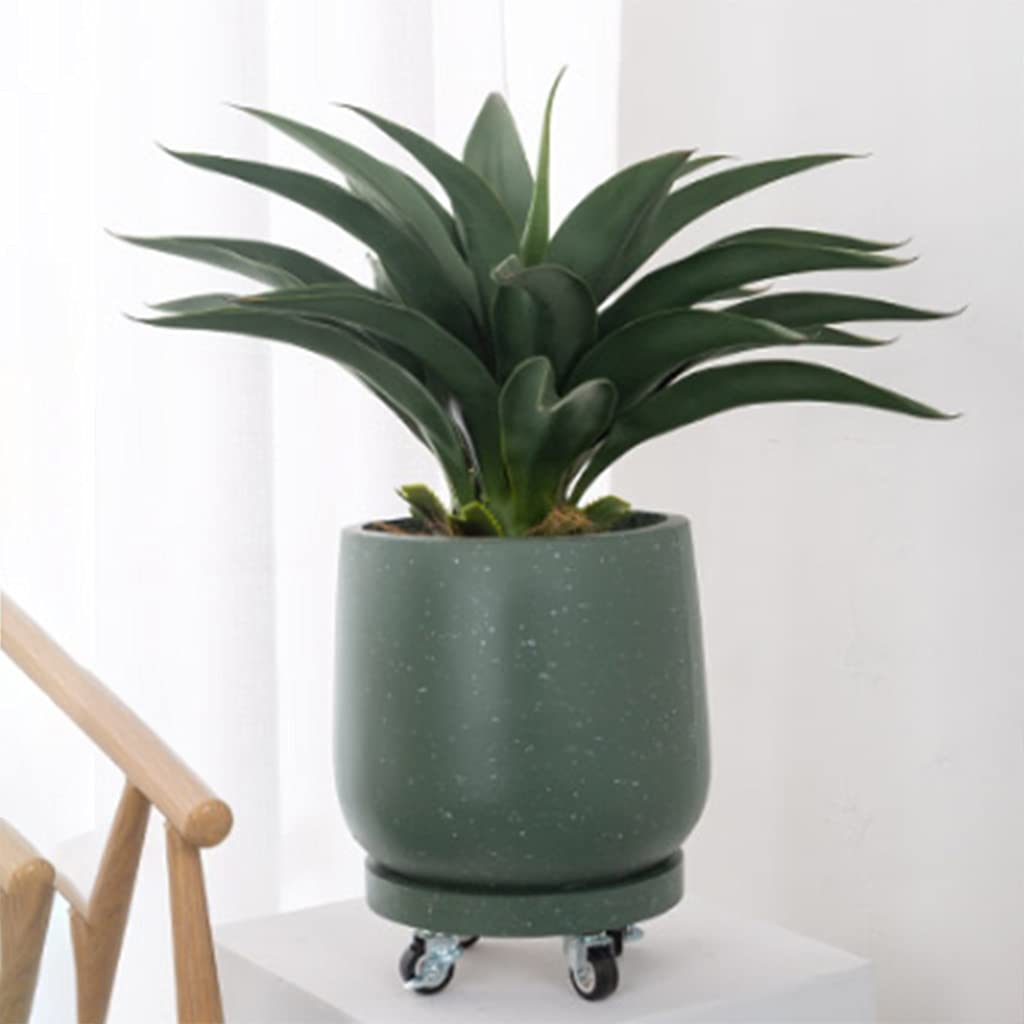 Heavy Duty Plant Caddy with Wheels - 24cm Round Thickened Plastic Flower Pot Stand Tray for Indoor Plants, Dark Green - Supports 50-200kg - Perfect for Living Room, Balcony & Garden Plant Movement