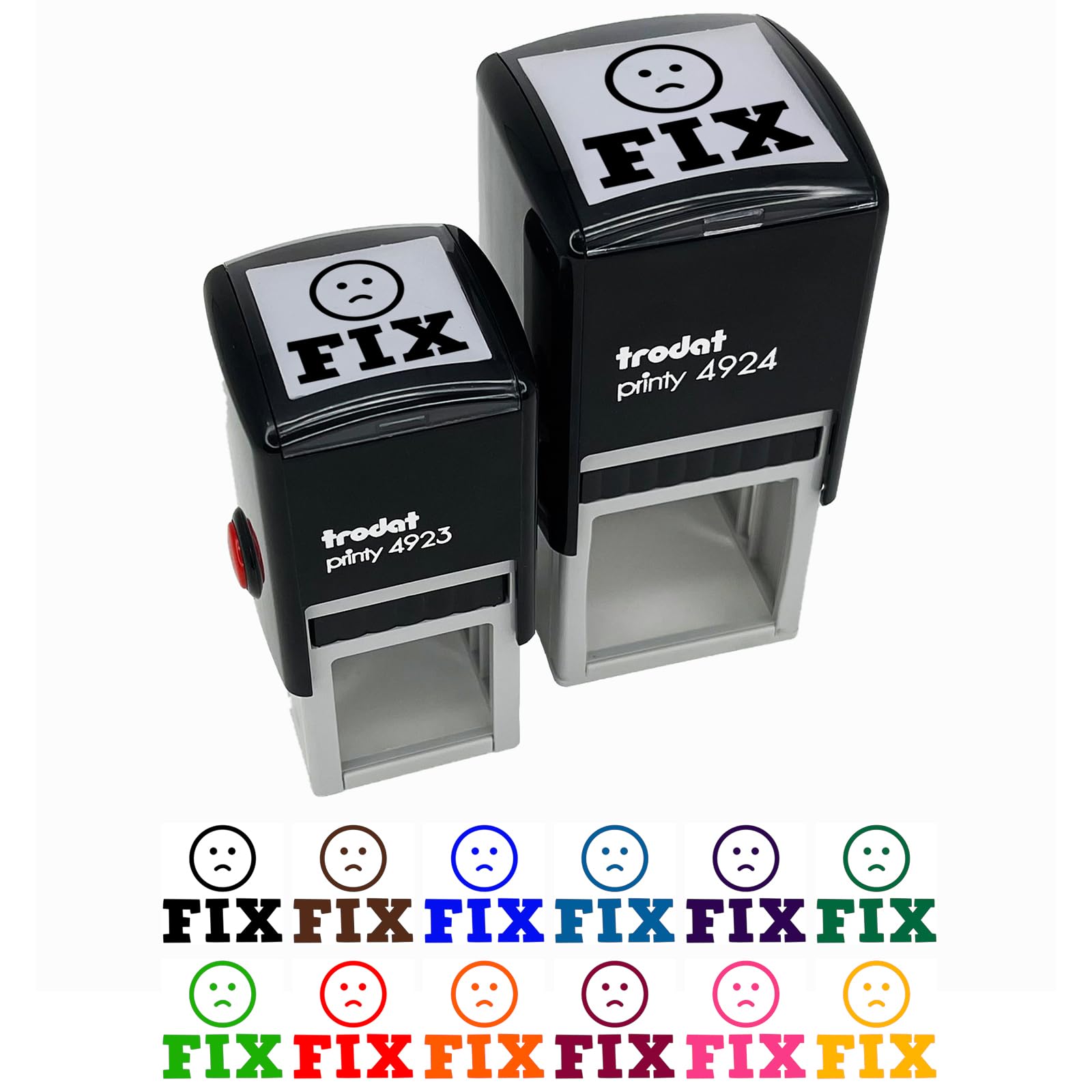 Fix with Frown Face Teacher Motivation Self-Inking Rubber Stamp - 1 Inch Small Black Ink Stamp for Grading Papers, Classroom Feedback & Student Encouragement